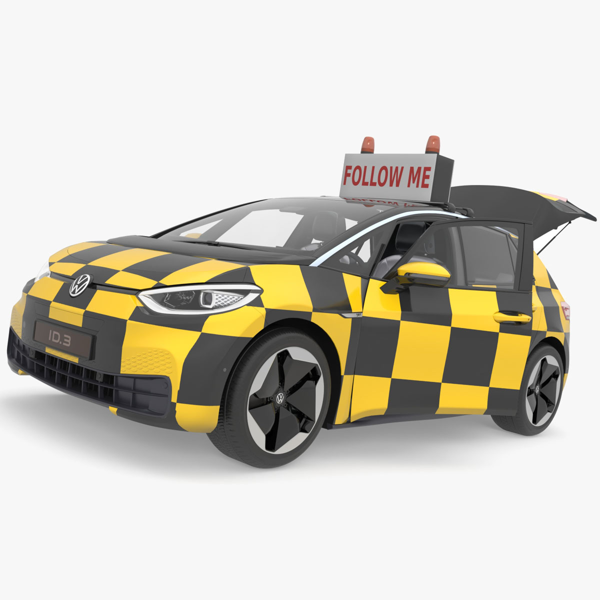 3D Volkswagen ID3 Follow Me Airport Vehicle Rigged for Maya