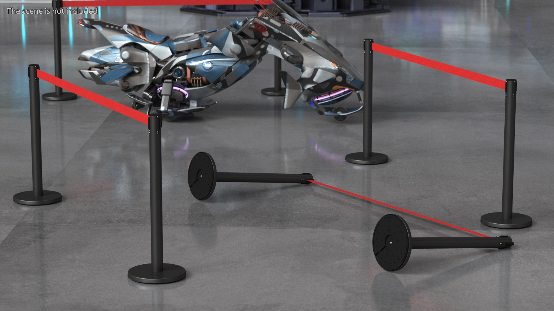 Black Flexibarrier Red Belt Stanchion 3D