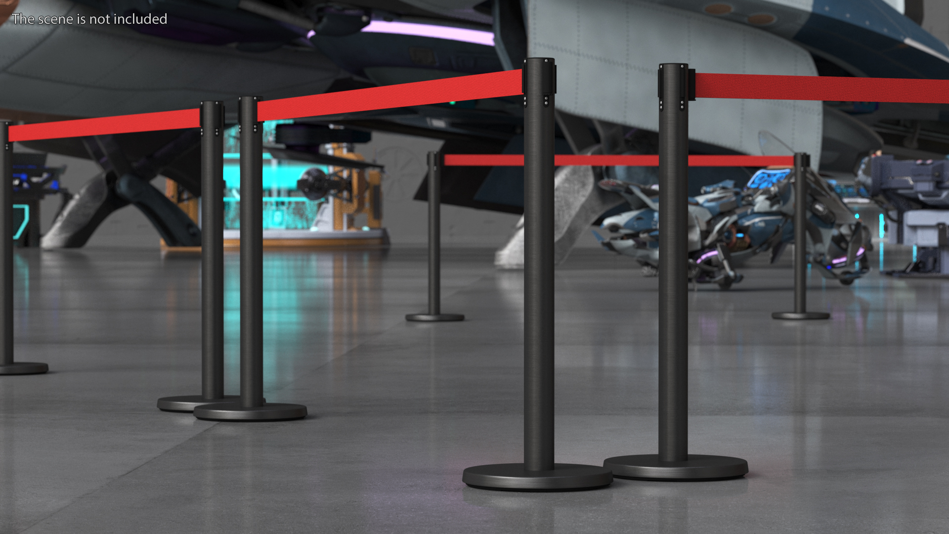 Black Flexibarrier Red Belt Stanchion 3D
