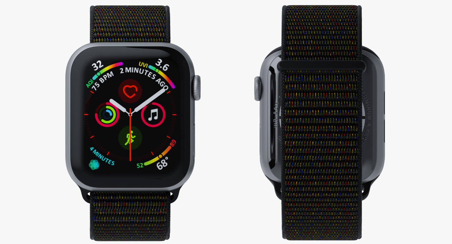Apple Watch with Seashell Sport Loop Black 3D