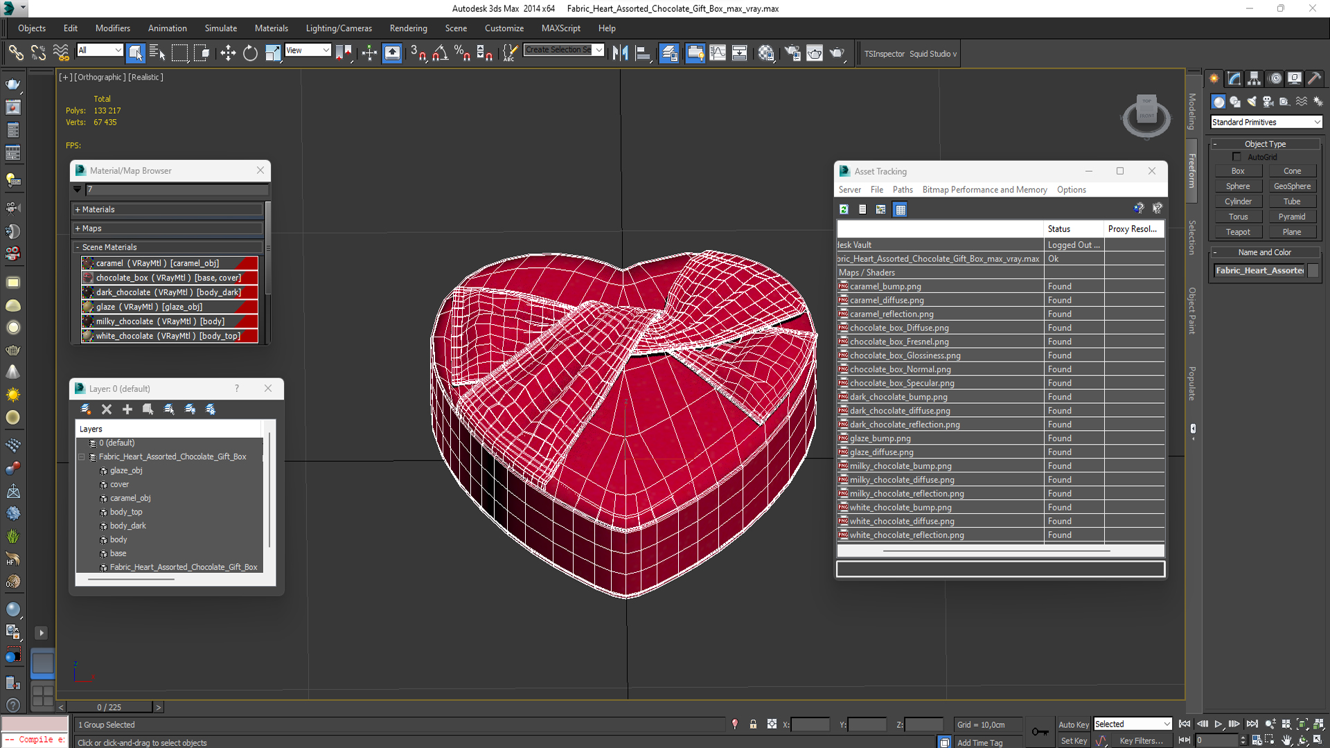 3D model Fabric Heart Assorted Chocolate Gift Box