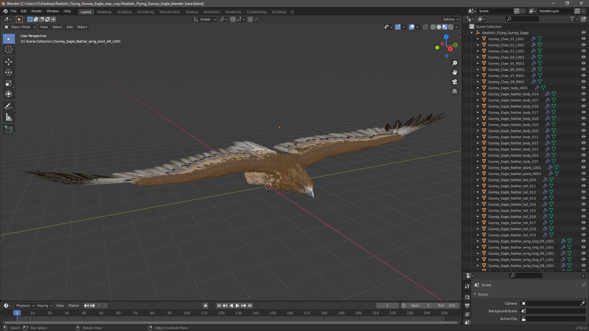 Realistic Flying Gurney Eagle 3D model