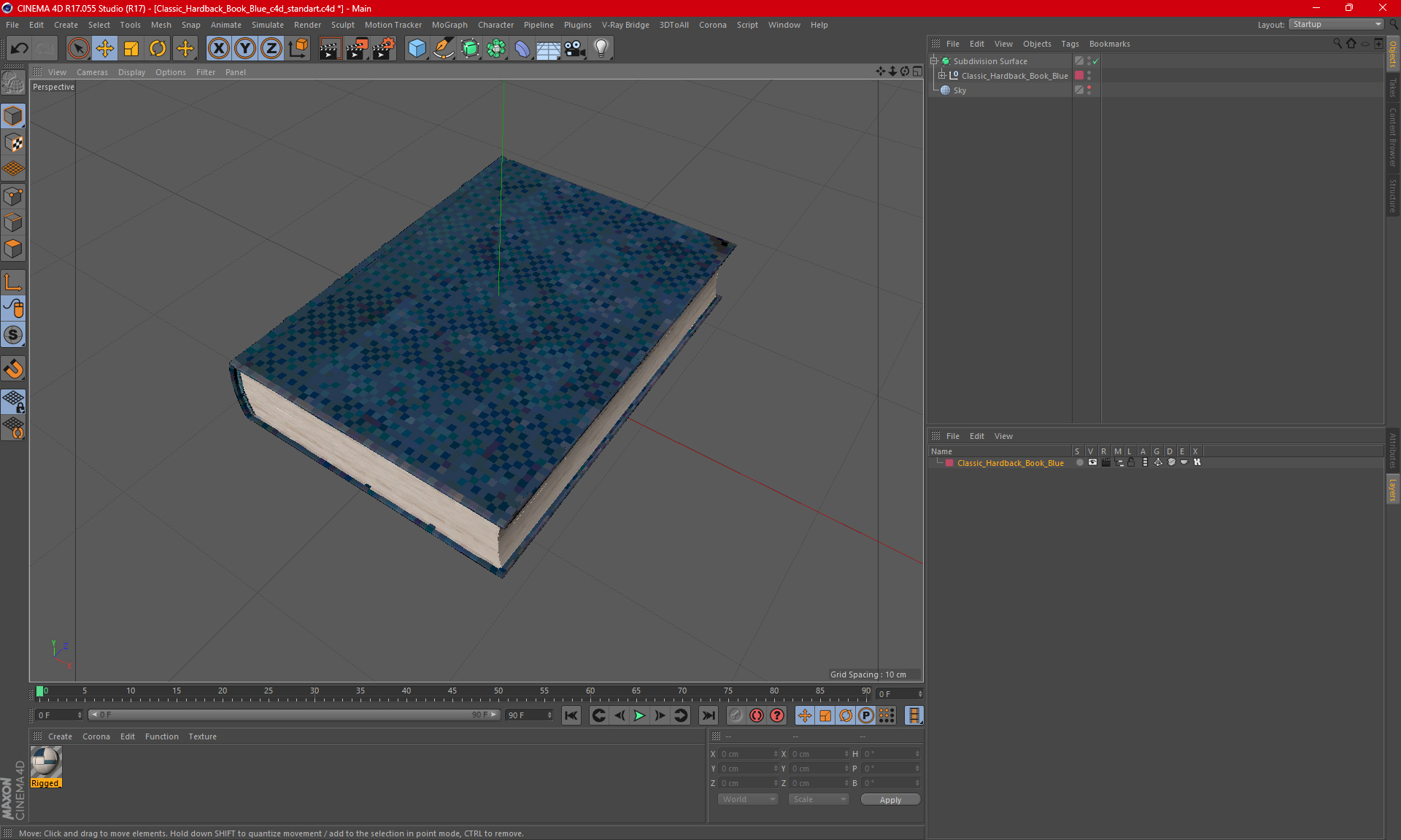 3D Classic Hardback Book Blue