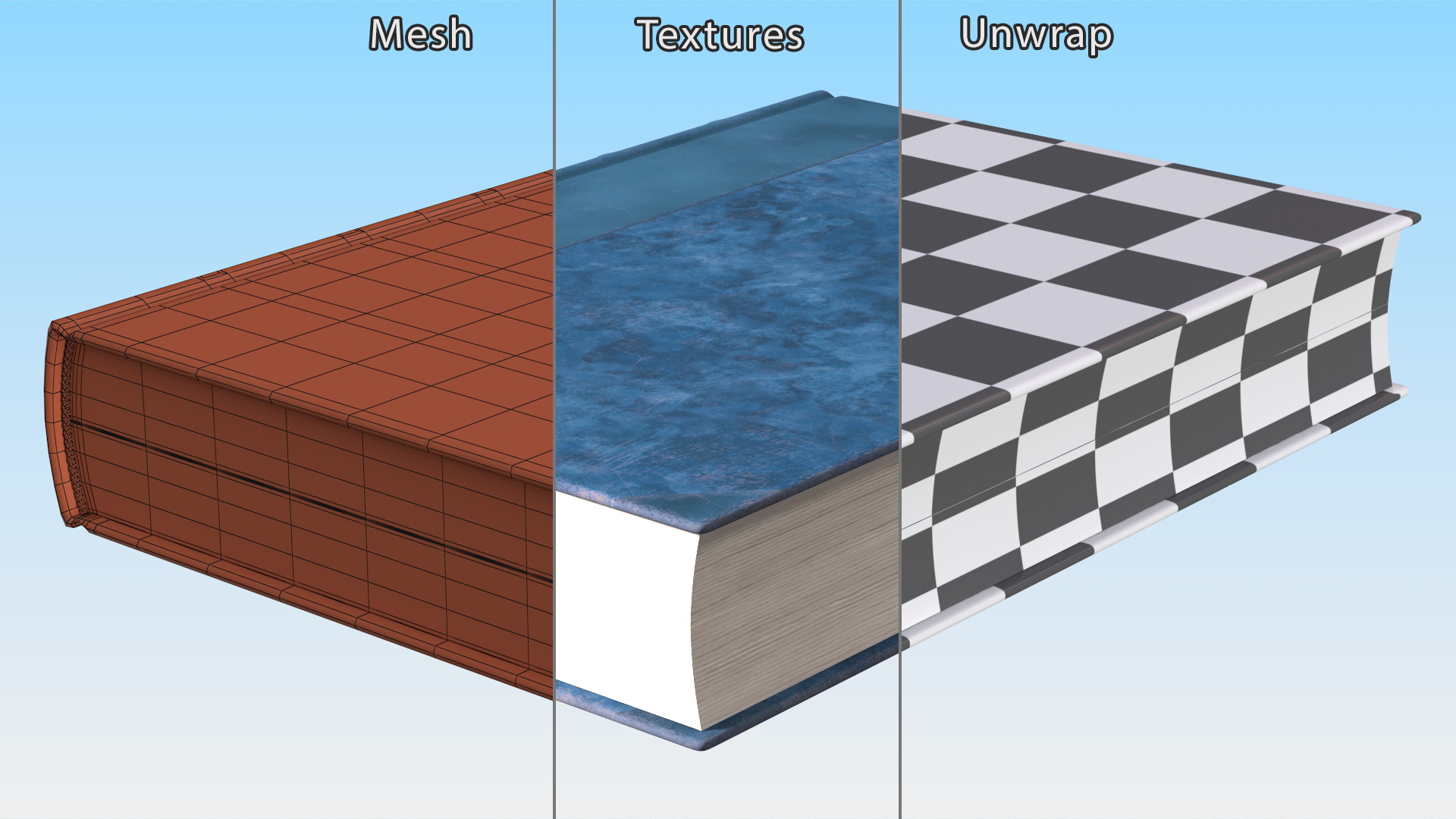 3D Classic Hardback Book Blue