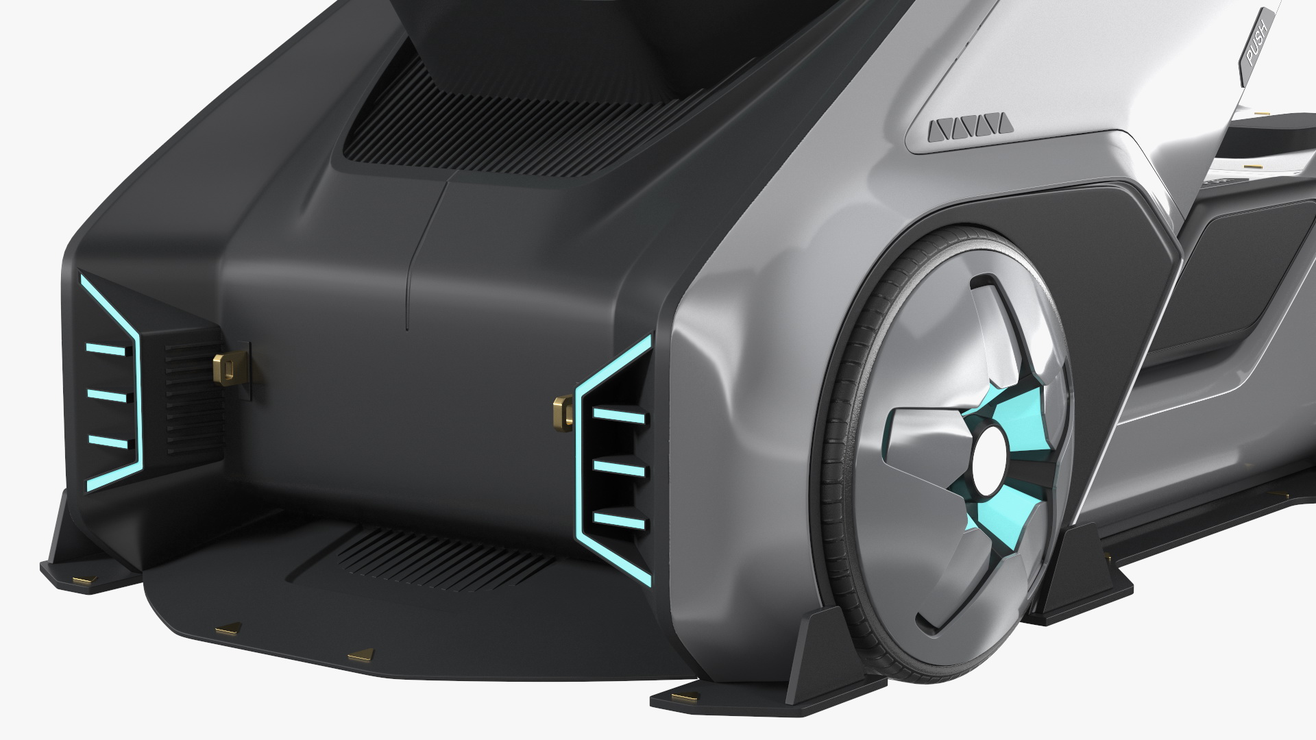 3D Futuristic Hi-Tech Truck White Rigged for Cinema 4D