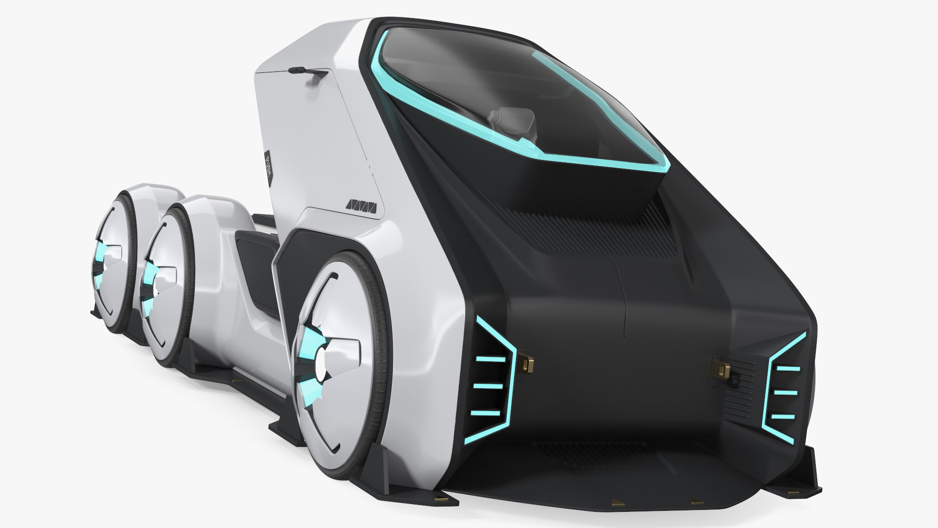 3D Futuristic Hi-Tech Truck White Rigged for Cinema 4D