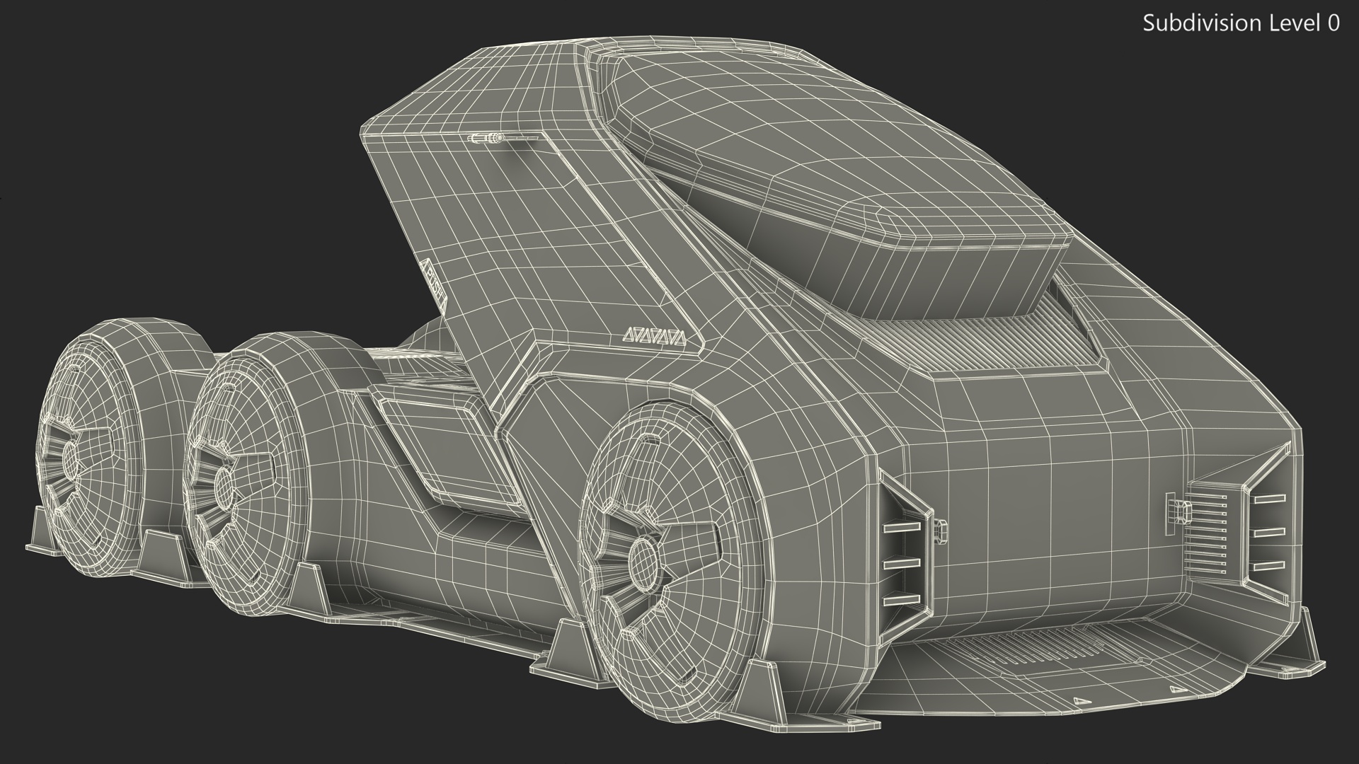 3D Futuristic Hi-Tech Truck White Rigged for Cinema 4D