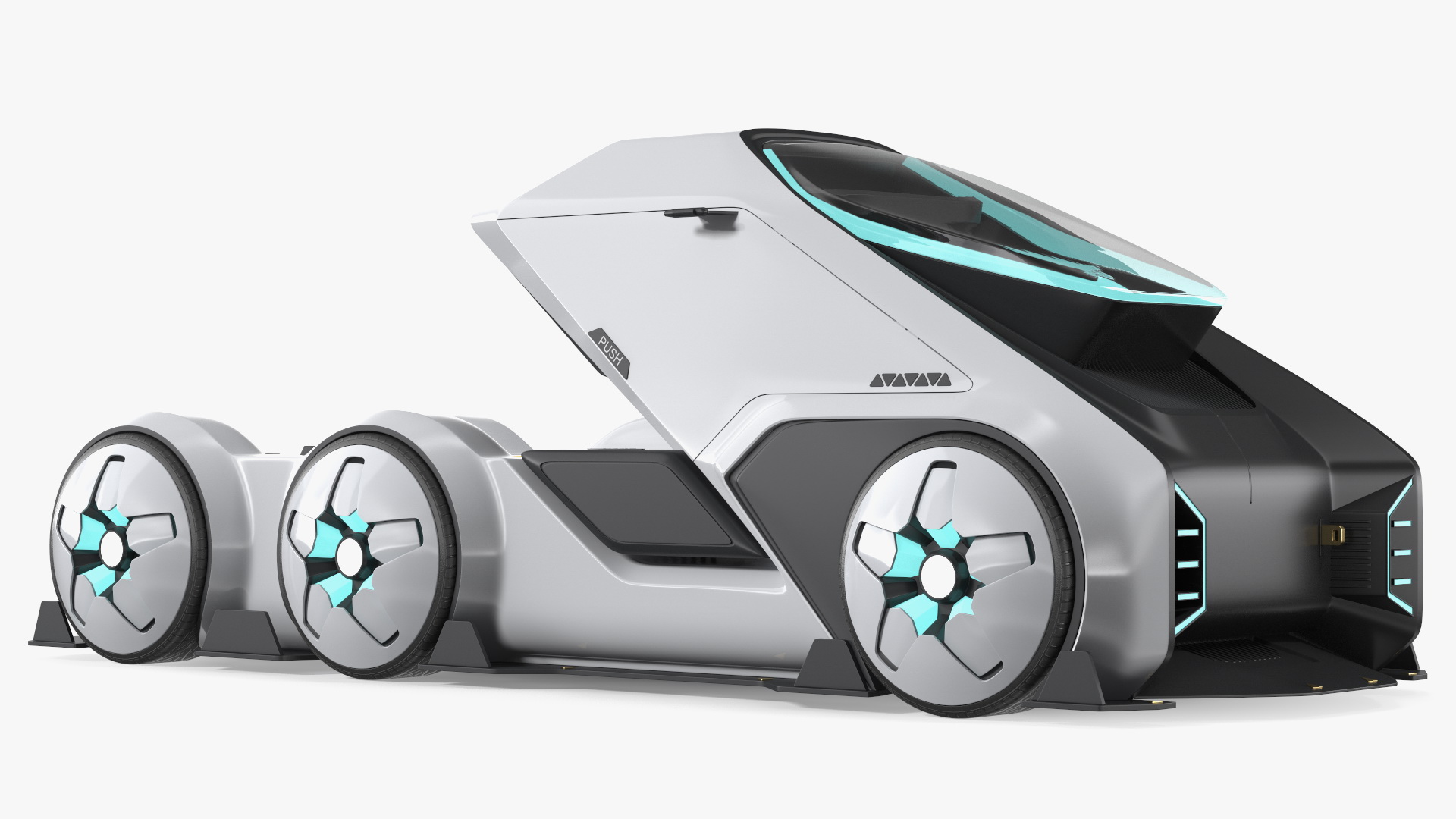 3D Futuristic Hi-Tech Truck White Rigged for Cinema 4D