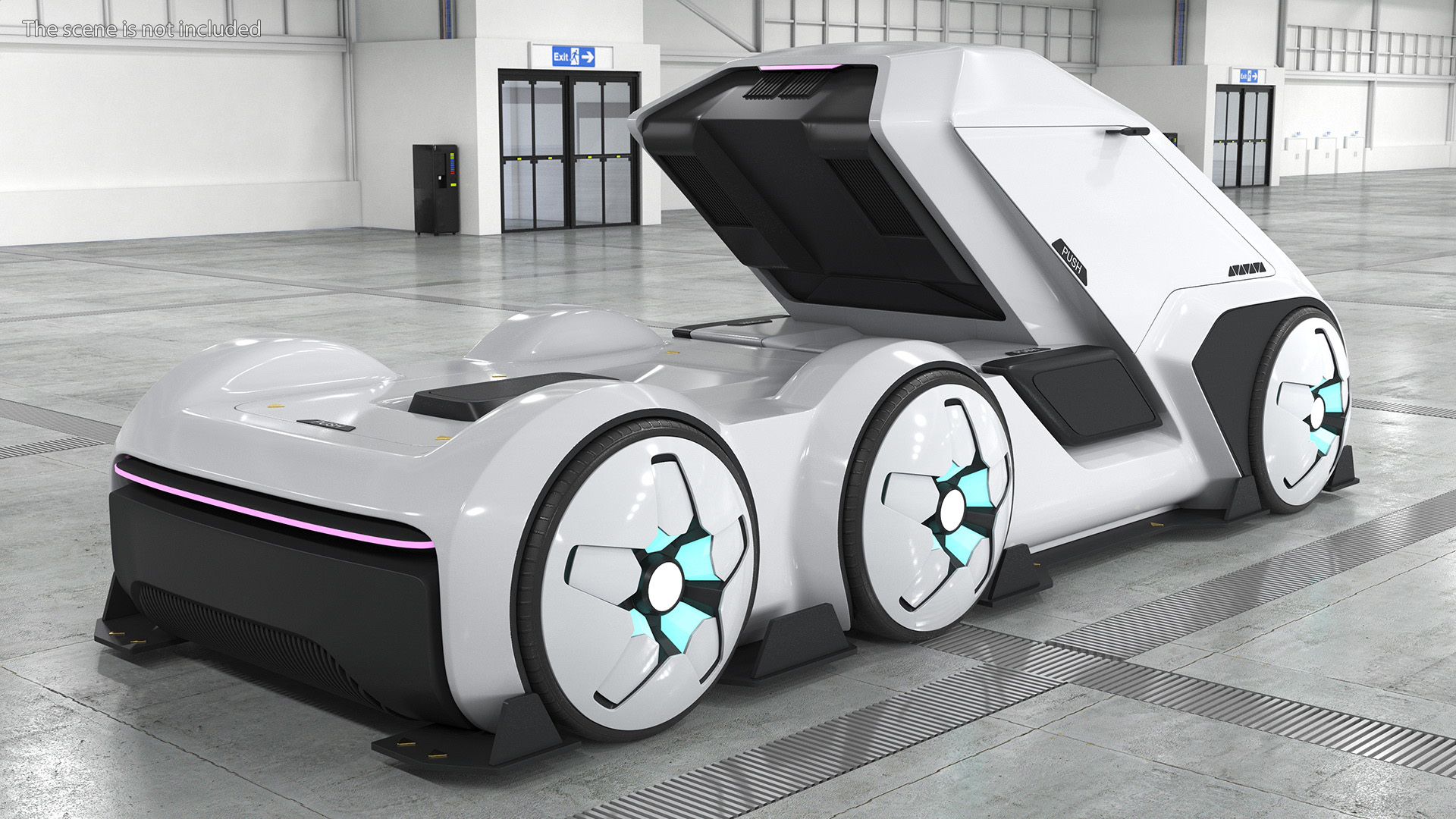 3D Futuristic Hi-Tech Truck White Rigged for Cinema 4D