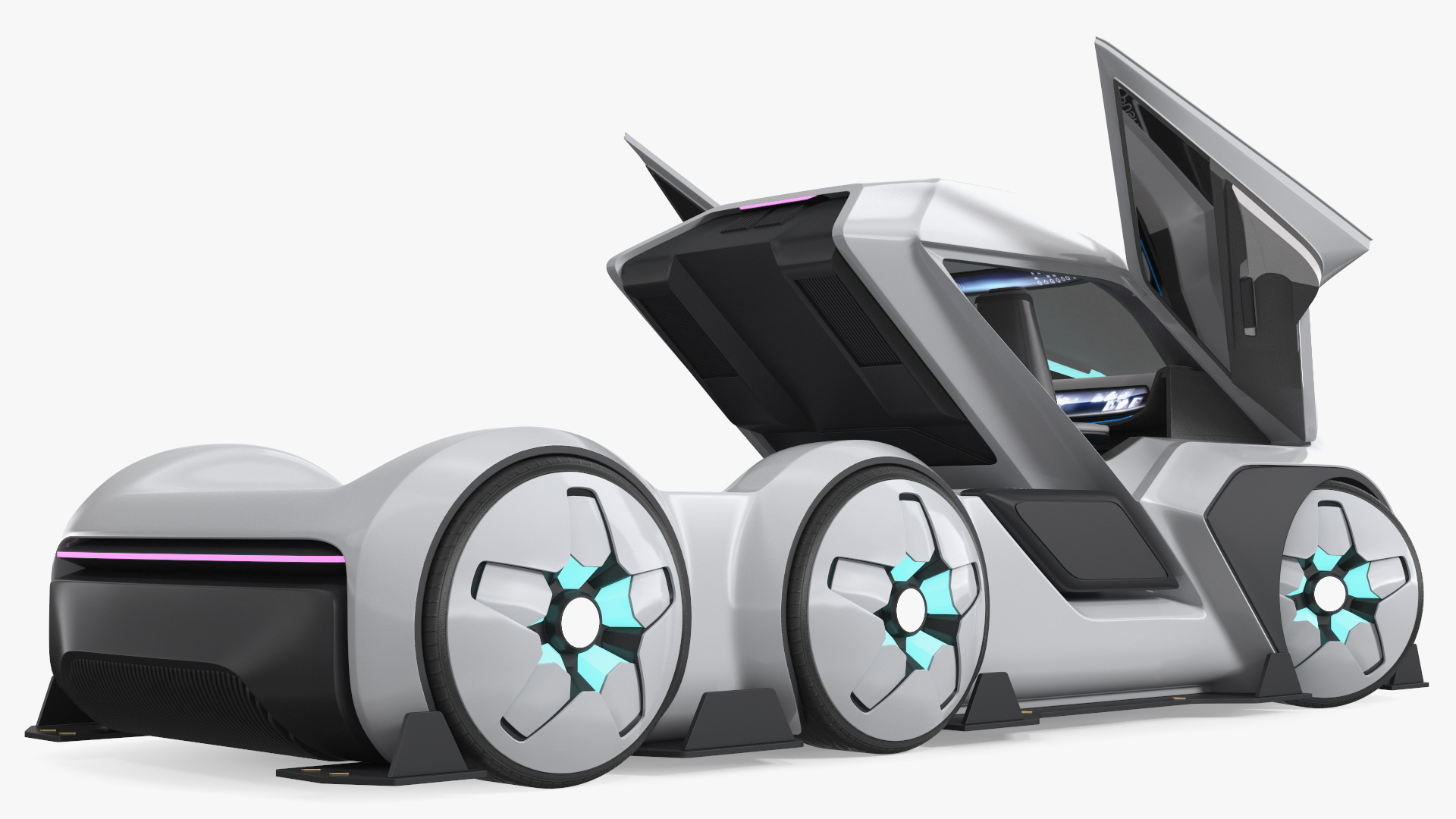 3D Futuristic Hi-Tech Truck White Rigged for Cinema 4D