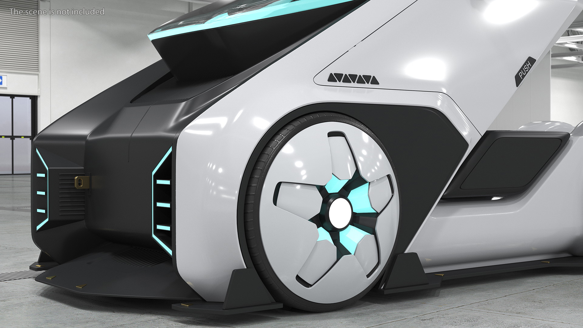 3D Futuristic Hi-Tech Truck White Rigged for Cinema 4D