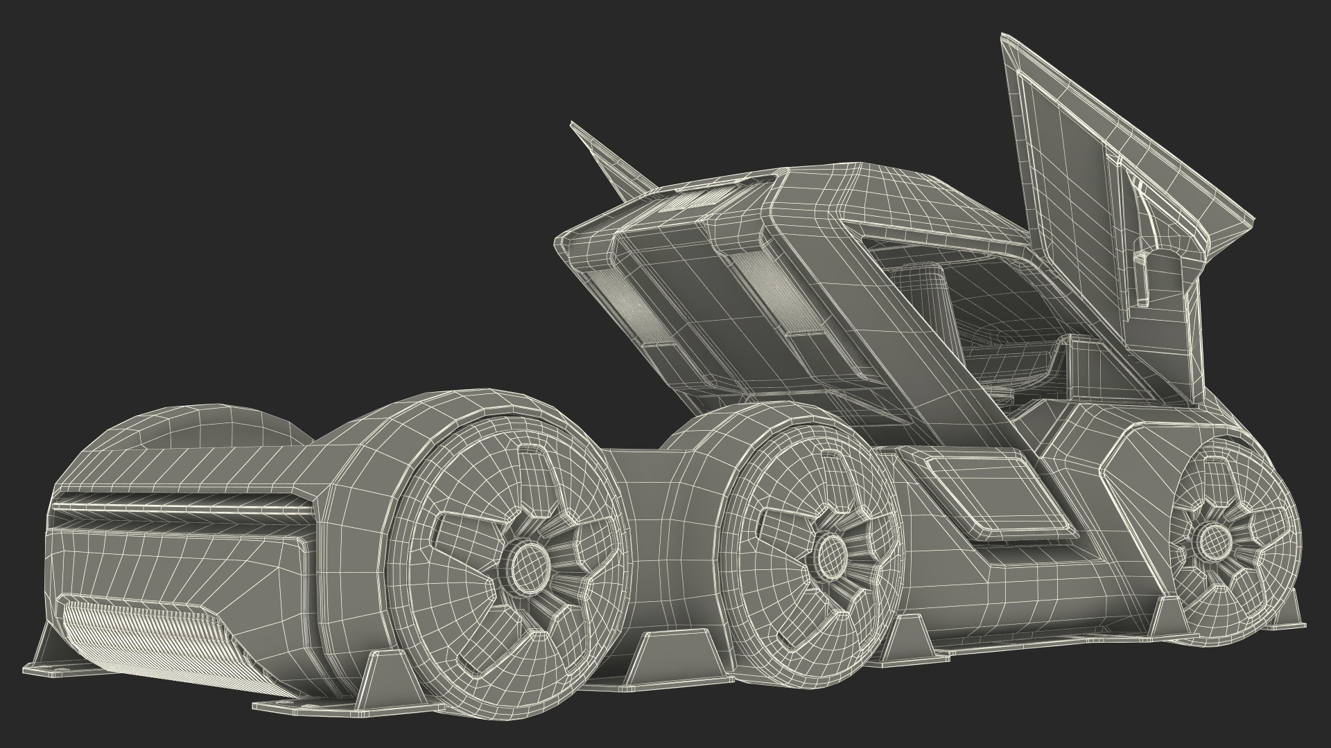 3D Futuristic Hi-Tech Truck White Rigged for Cinema 4D