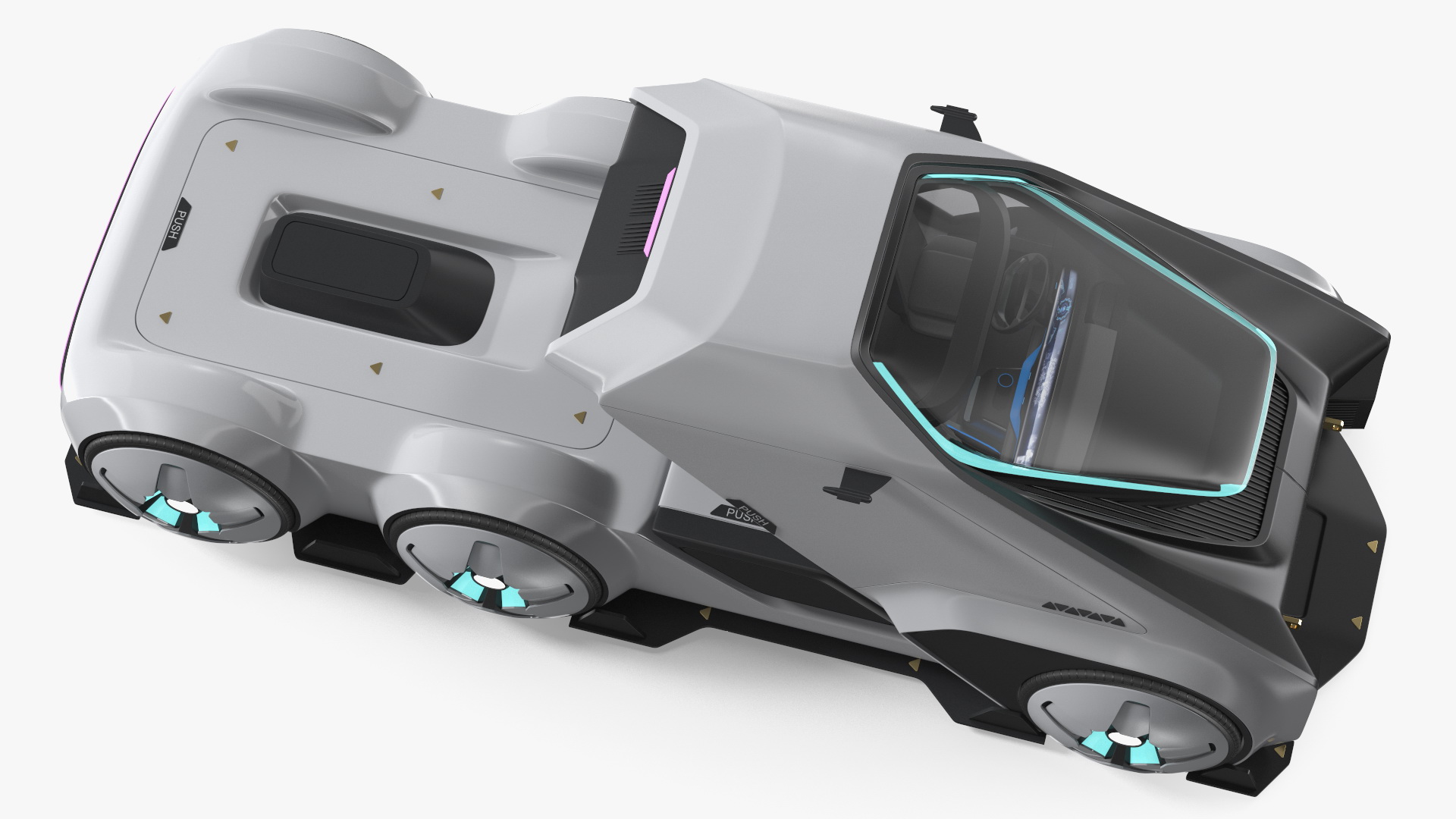 3D Futuristic Hi-Tech Truck White Rigged for Cinema 4D