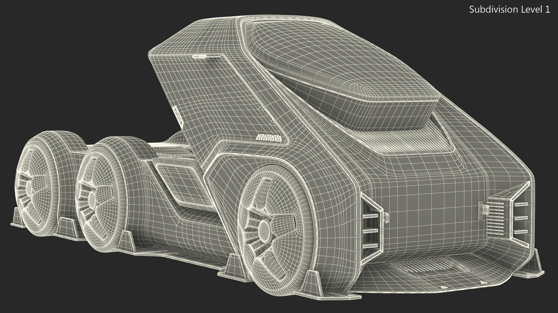3D Futuristic Hi-Tech Truck White Rigged for Cinema 4D