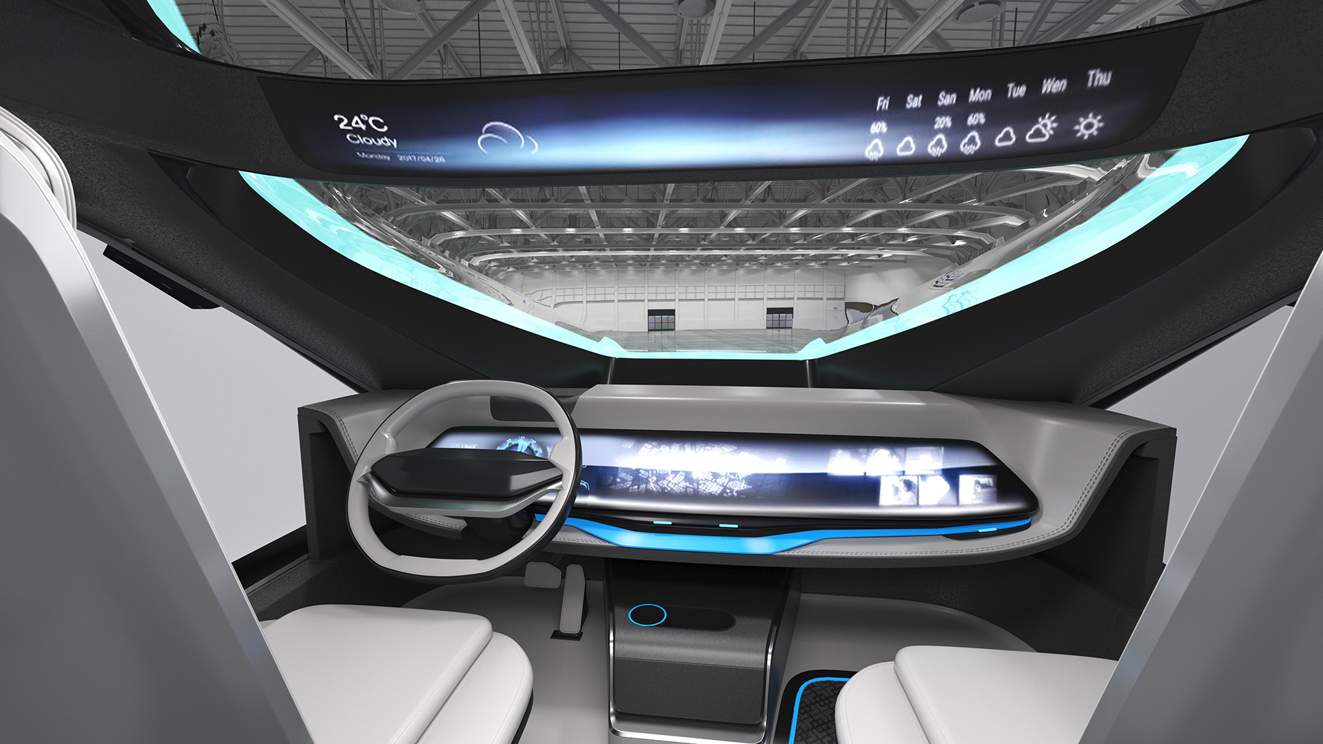 3D Futuristic Hi-Tech Truck White Rigged for Cinema 4D