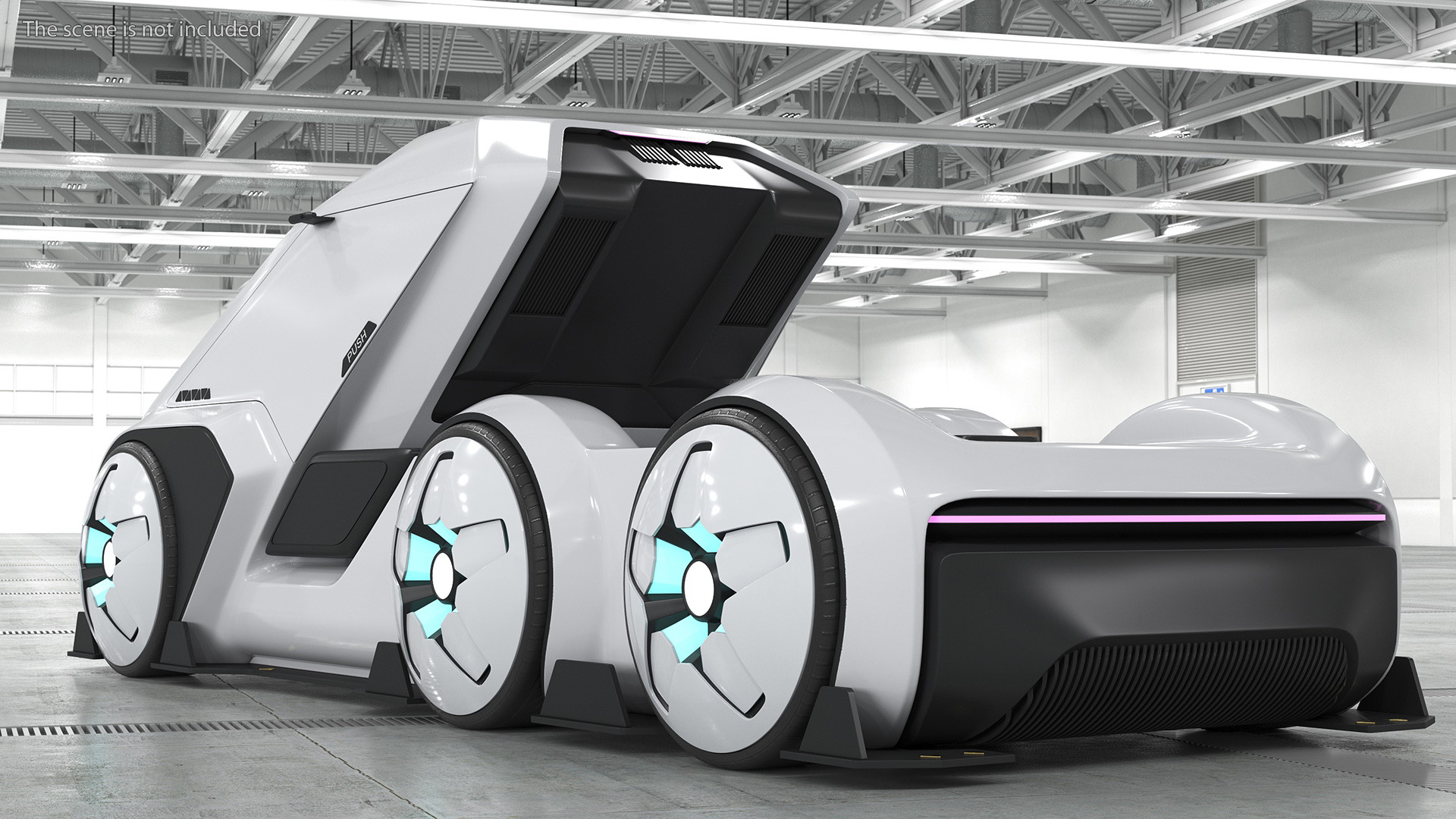 3D Futuristic Hi-Tech Truck White Rigged for Cinema 4D
