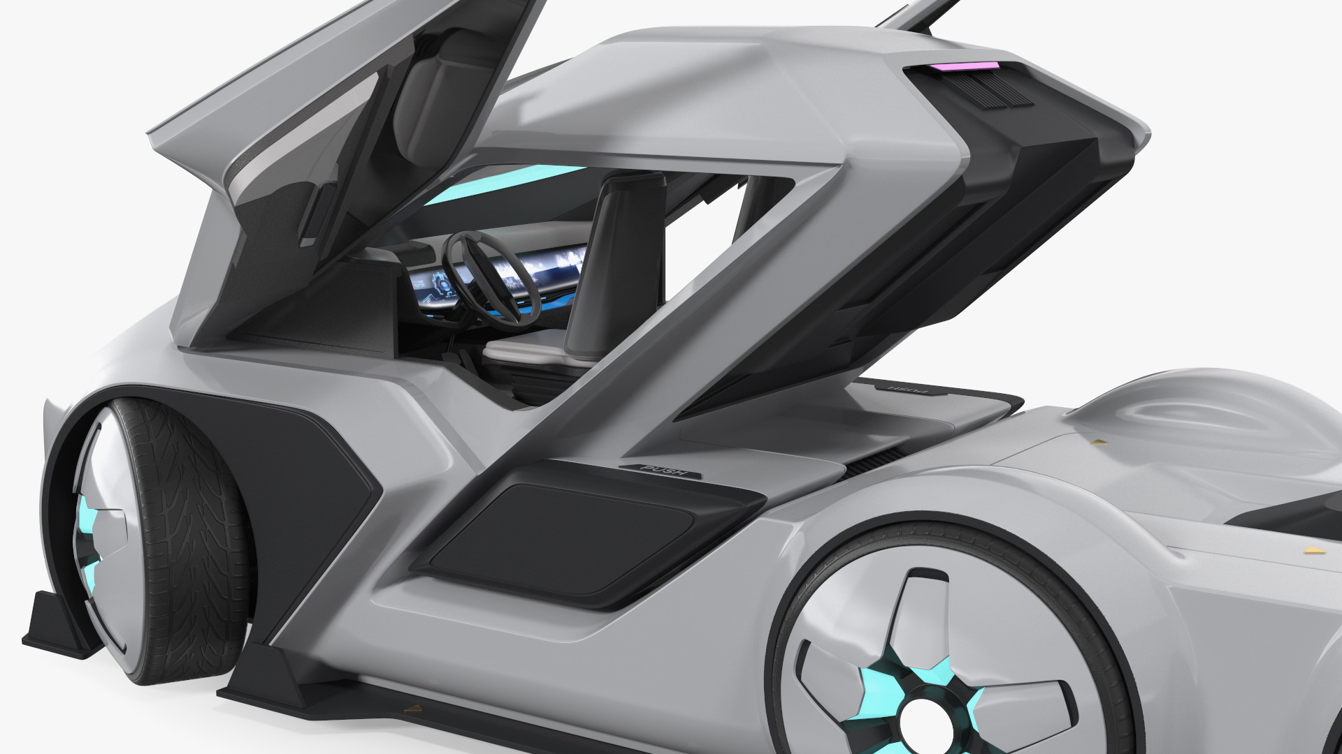 3D Futuristic Hi-Tech Truck White Rigged for Cinema 4D
