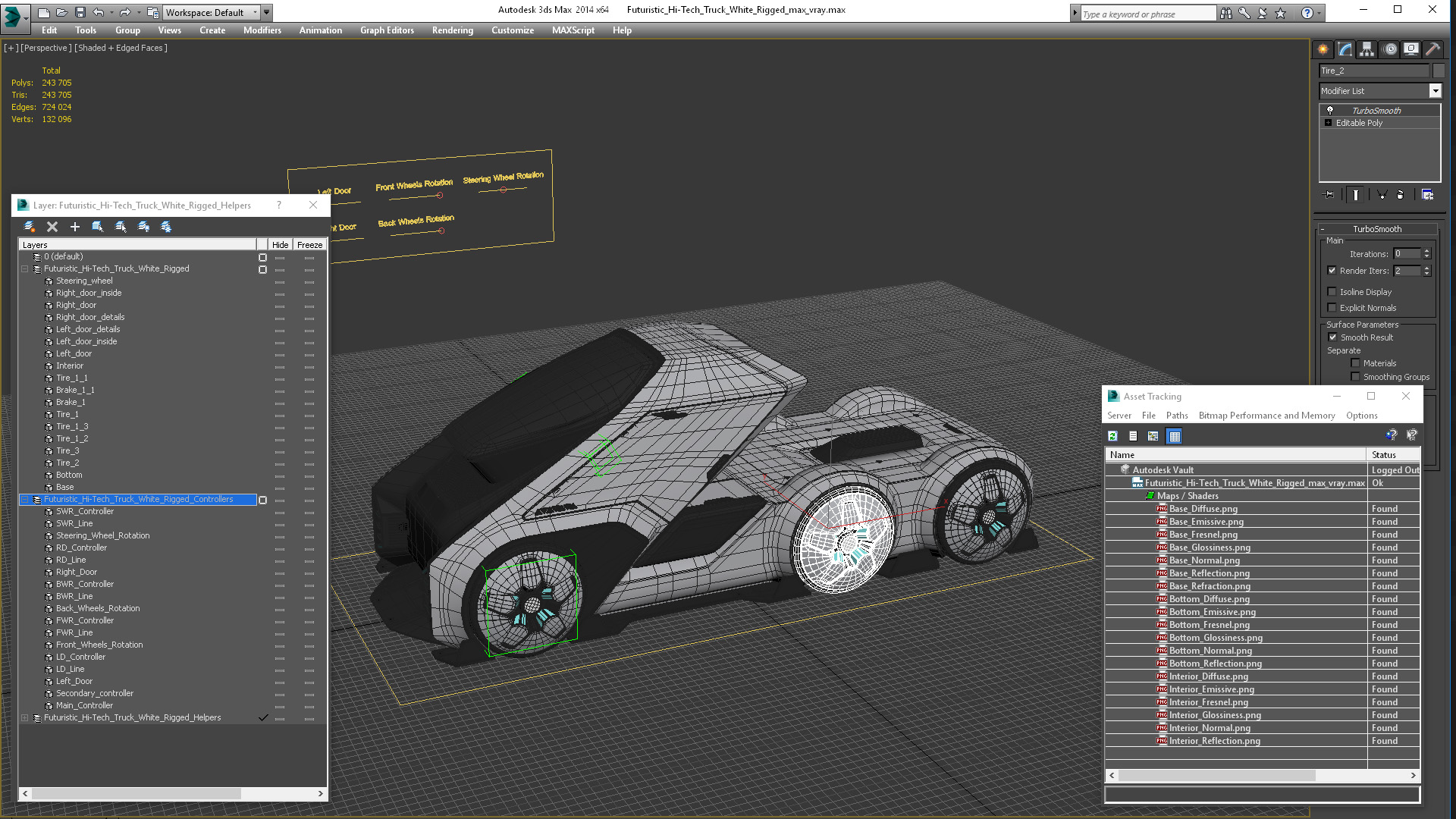 3D Futuristic Hi-Tech Truck White Rigged for Cinema 4D