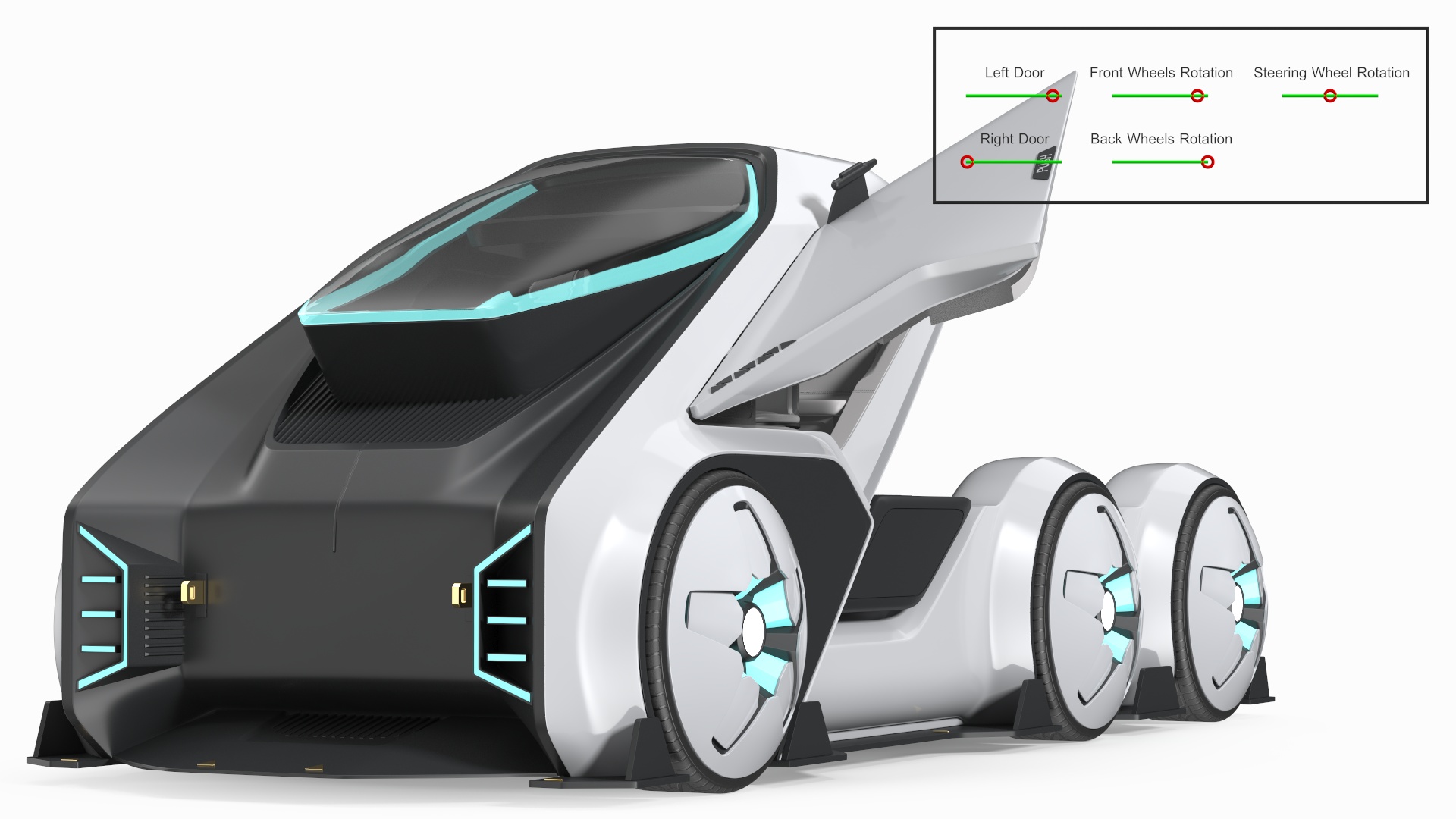 3D Futuristic Hi-Tech Truck White Rigged for Cinema 4D