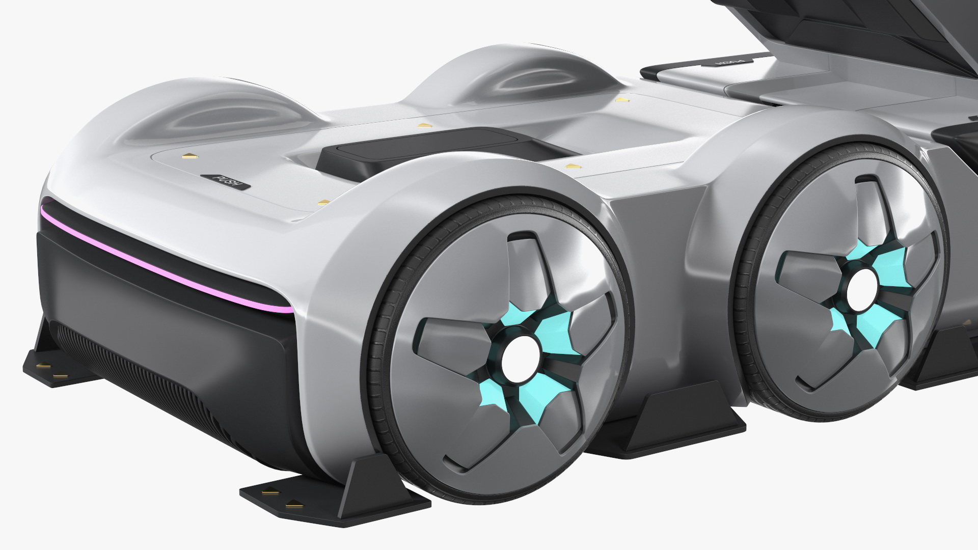 3D Futuristic Hi-Tech Truck White Rigged for Cinema 4D