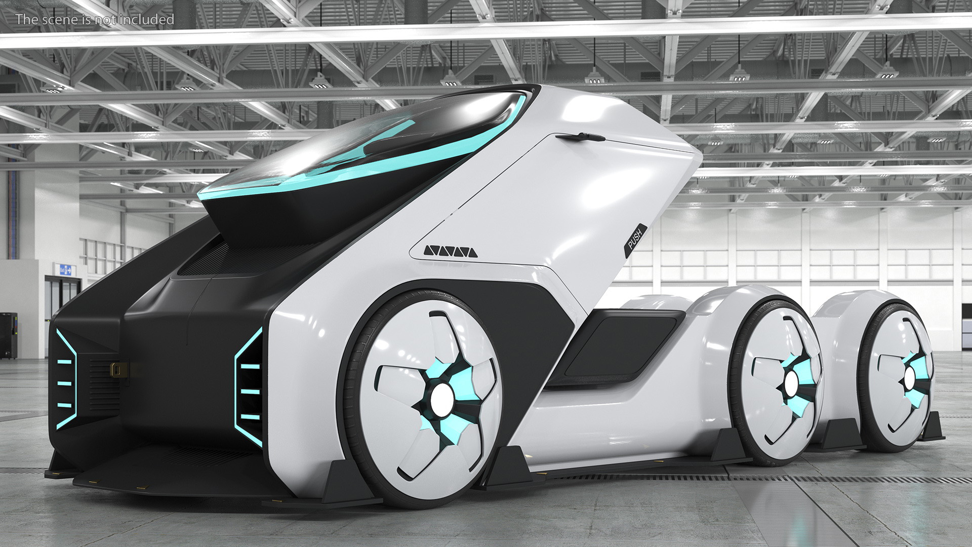 3D Futuristic Hi-Tech Truck White Rigged for Cinema 4D