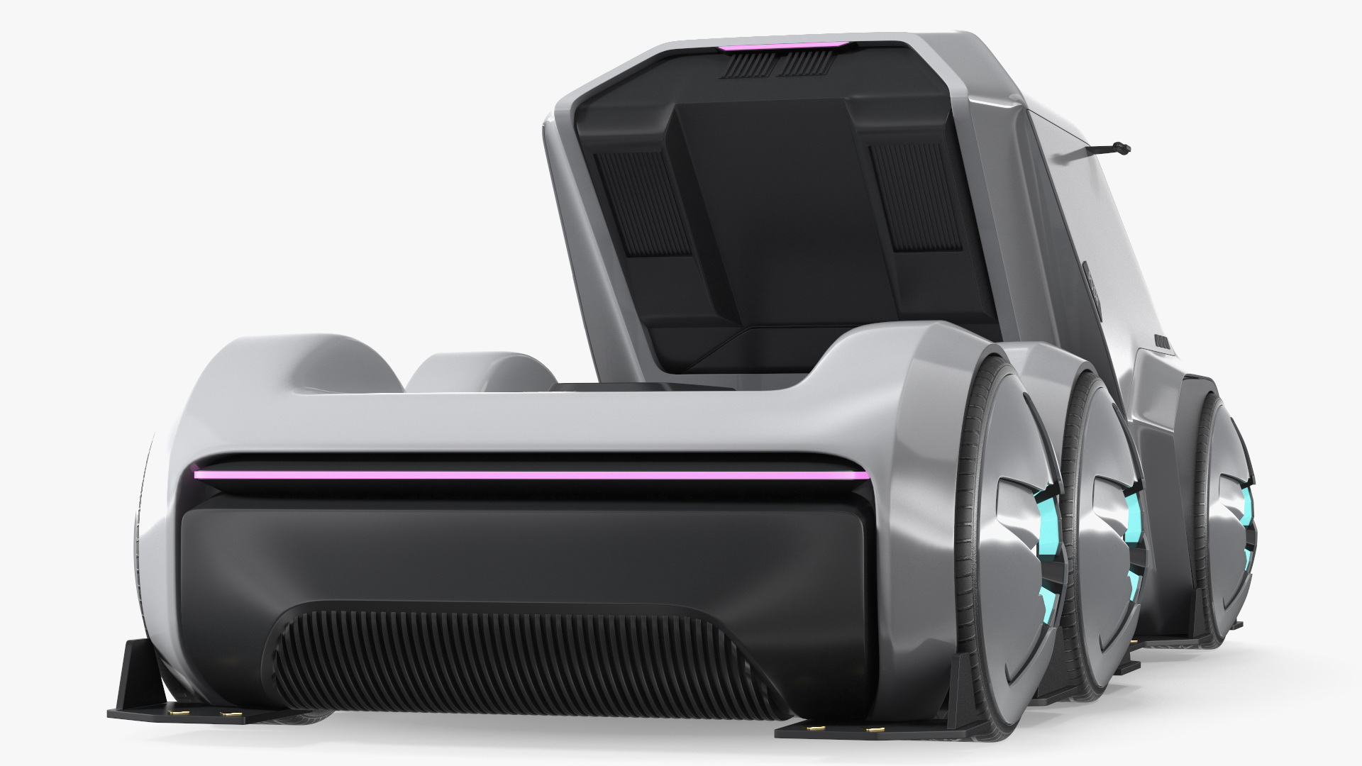 3D Futuristic Hi-Tech Truck White Rigged for Cinema 4D