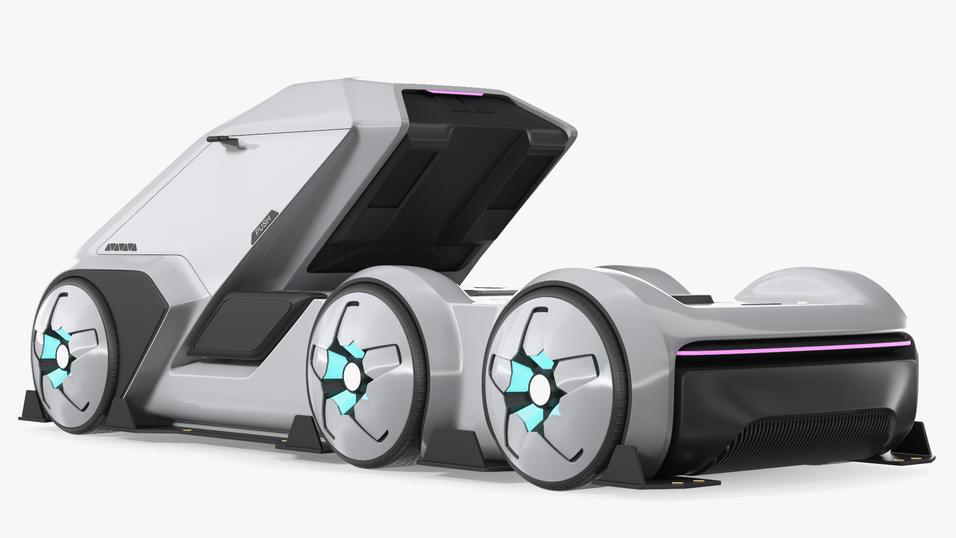 3D Futuristic Hi-Tech Truck White Rigged for Cinema 4D