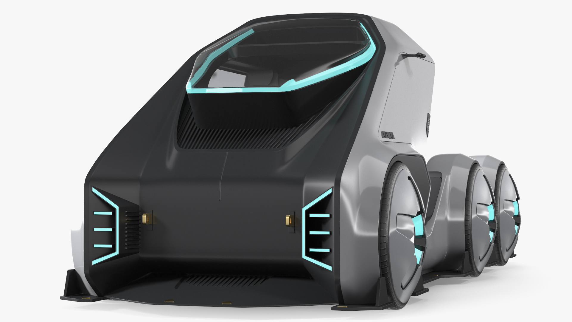 3D Futuristic Hi-Tech Truck White Rigged for Cinema 4D
