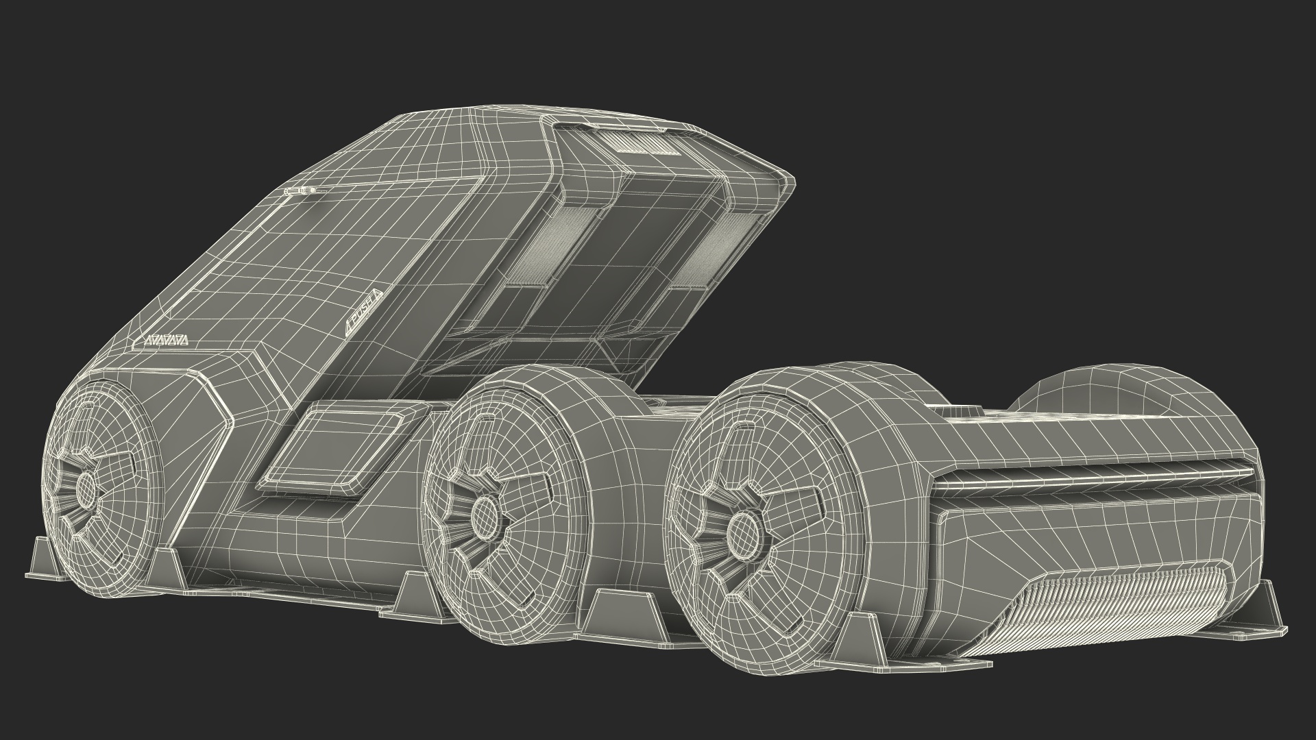3D Futuristic Hi-Tech Truck White Rigged for Cinema 4D