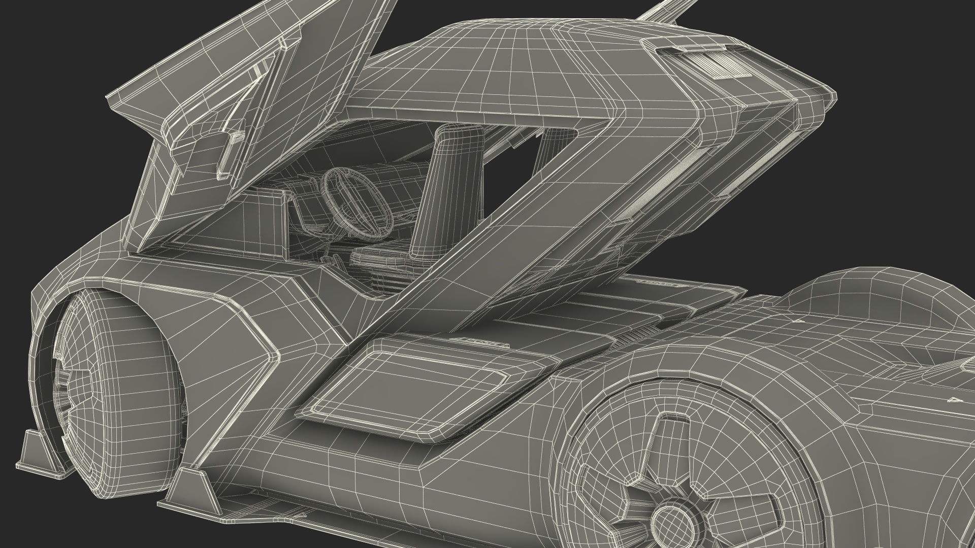 3D Futuristic Hi-Tech Truck White Rigged for Cinema 4D