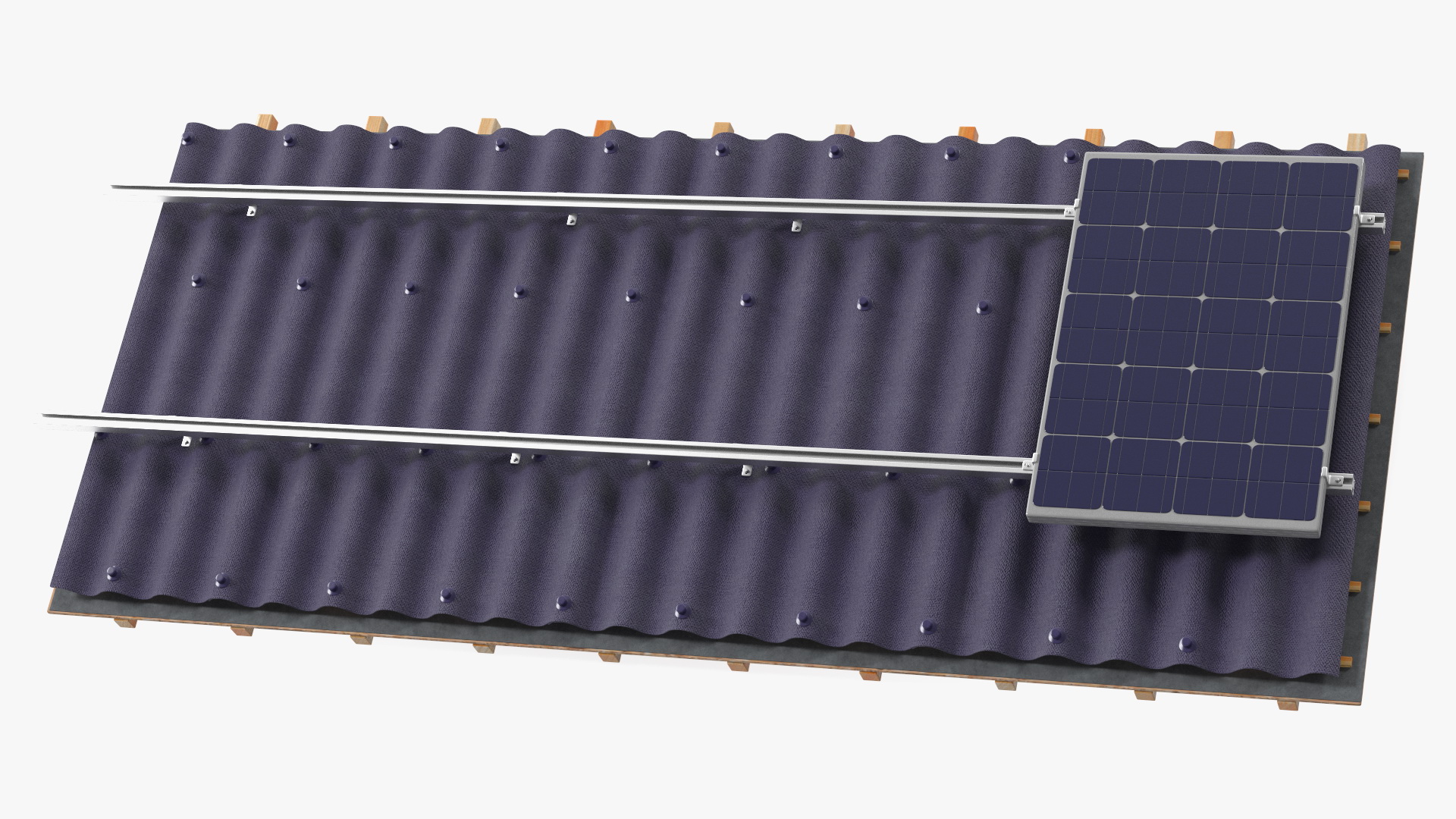 3D Onduline Roofing with Solar Panel model