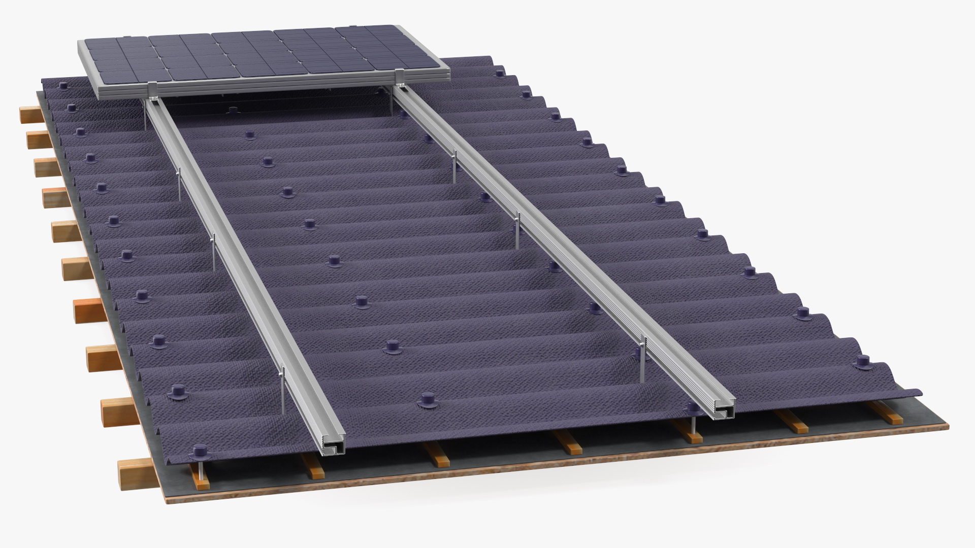 3D Onduline Roofing with Solar Panel model