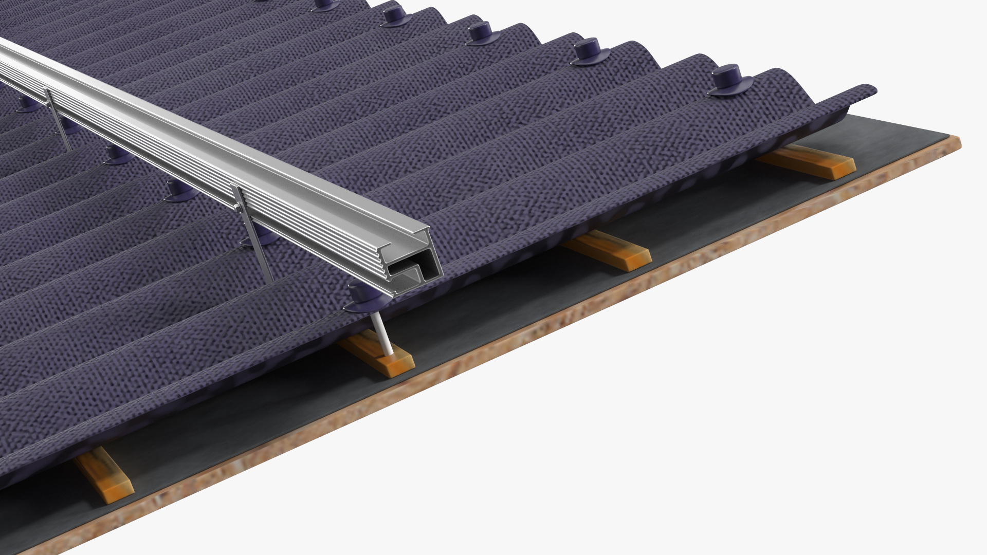 3D Onduline Roofing with Solar Panel model
