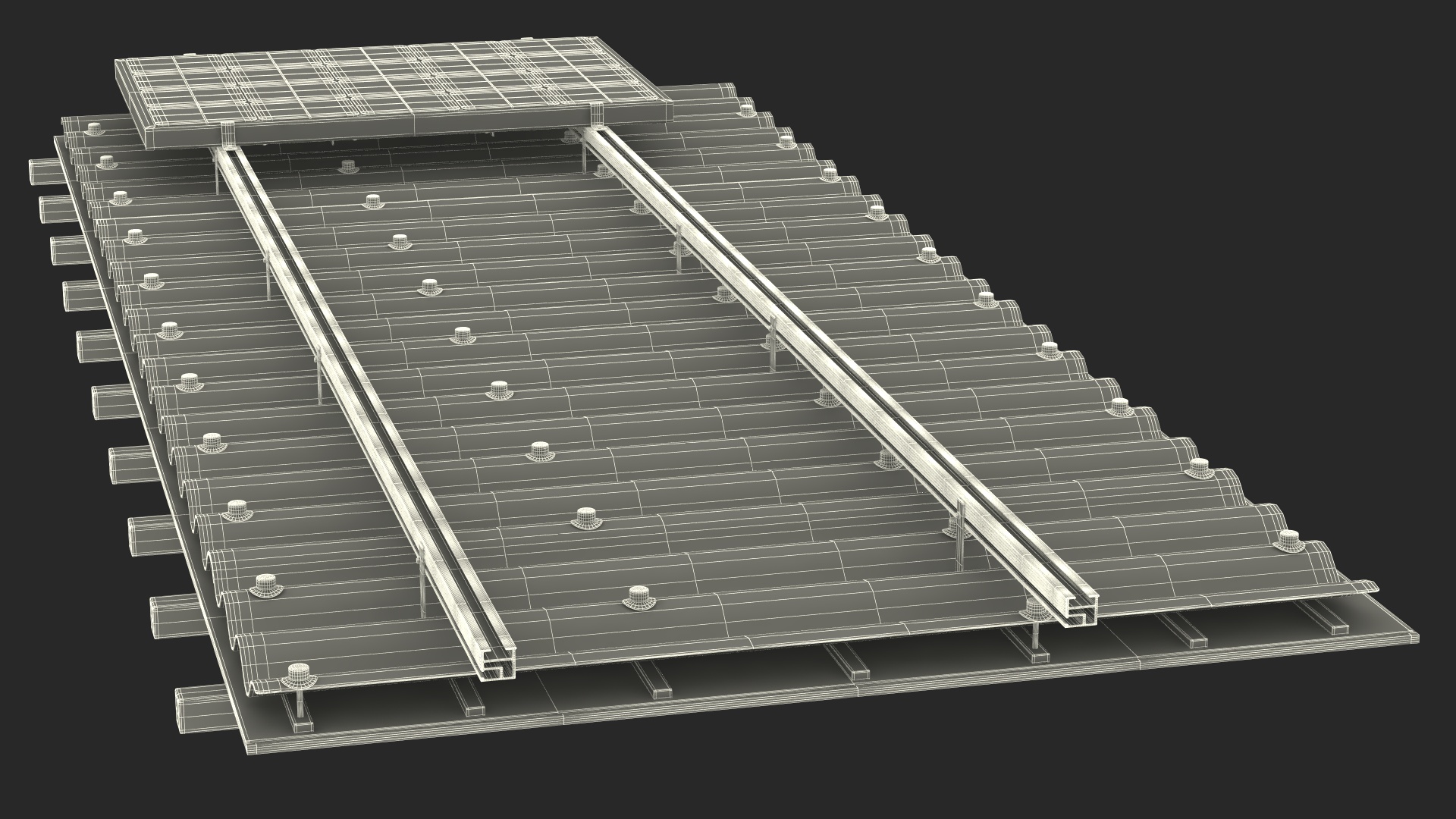 3D Onduline Roofing with Solar Panel model