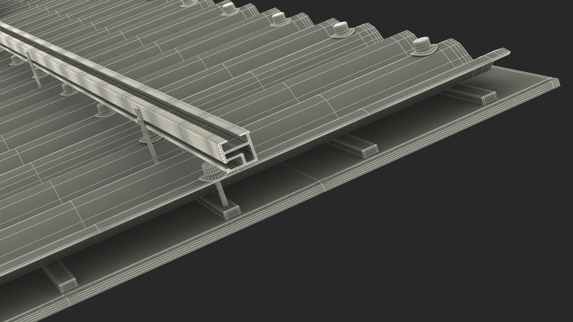 3D Onduline Roofing with Solar Panel model