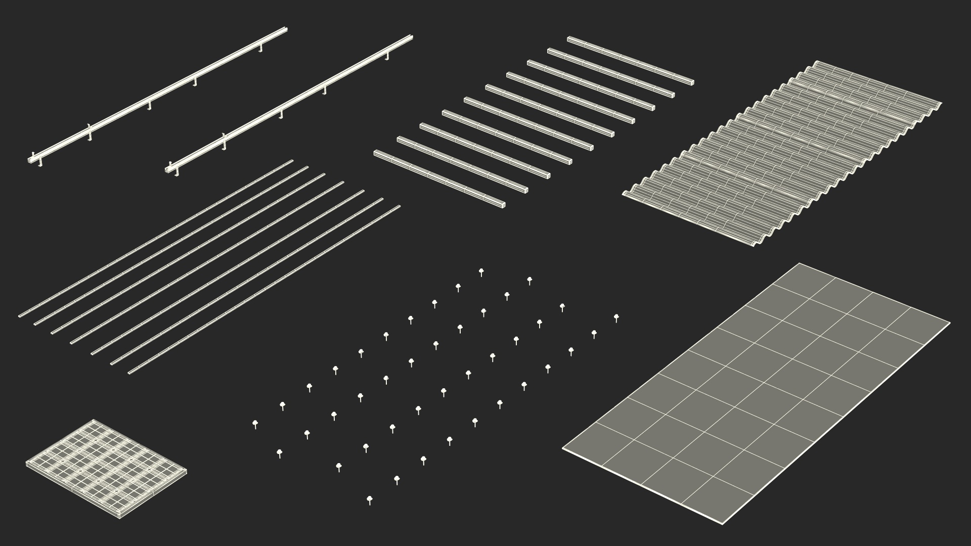 3D Onduline Roofing with Solar Panel model