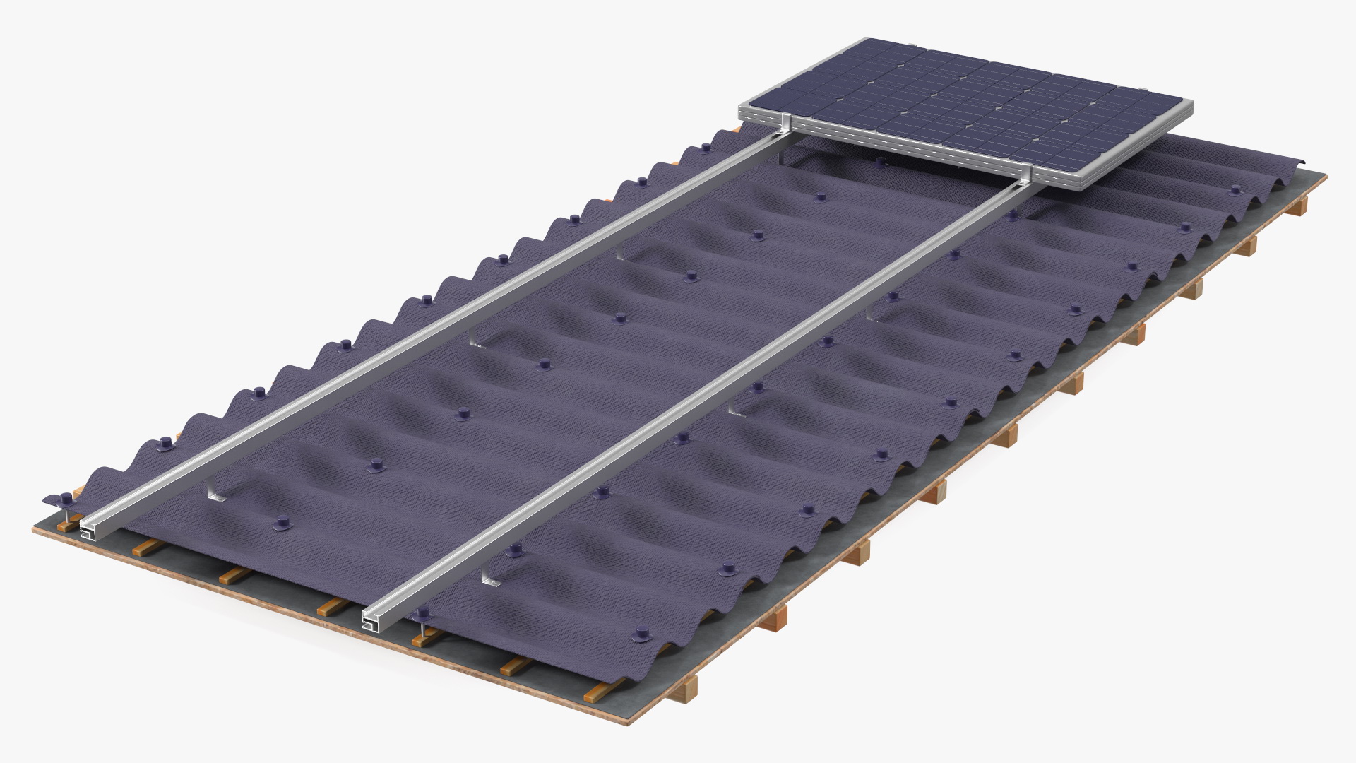 3D Onduline Roofing with Solar Panel model