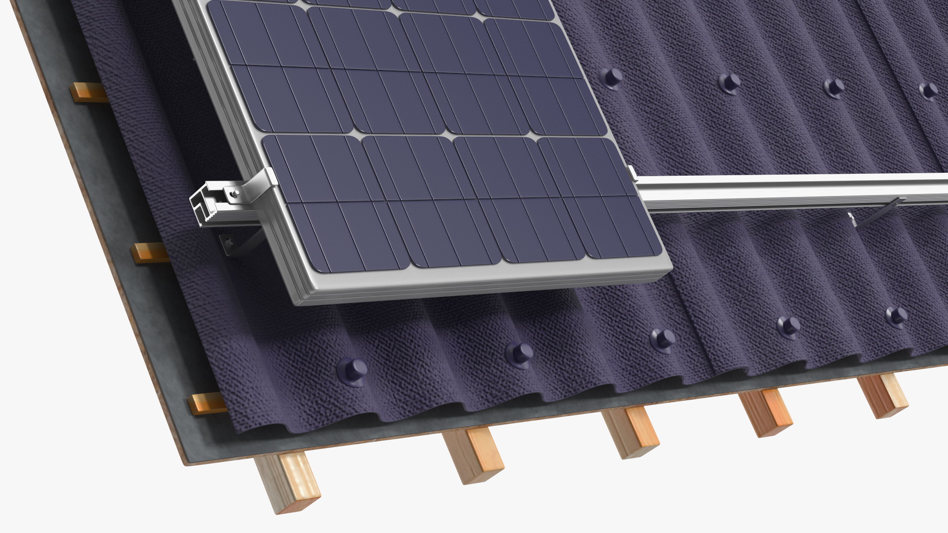 3D Onduline Roofing with Solar Panel model