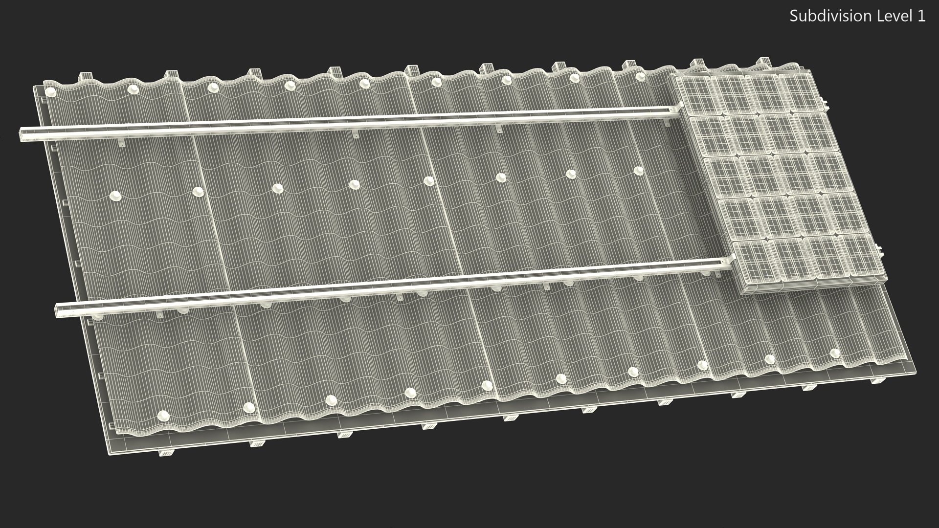 3D Onduline Roofing with Solar Panel model