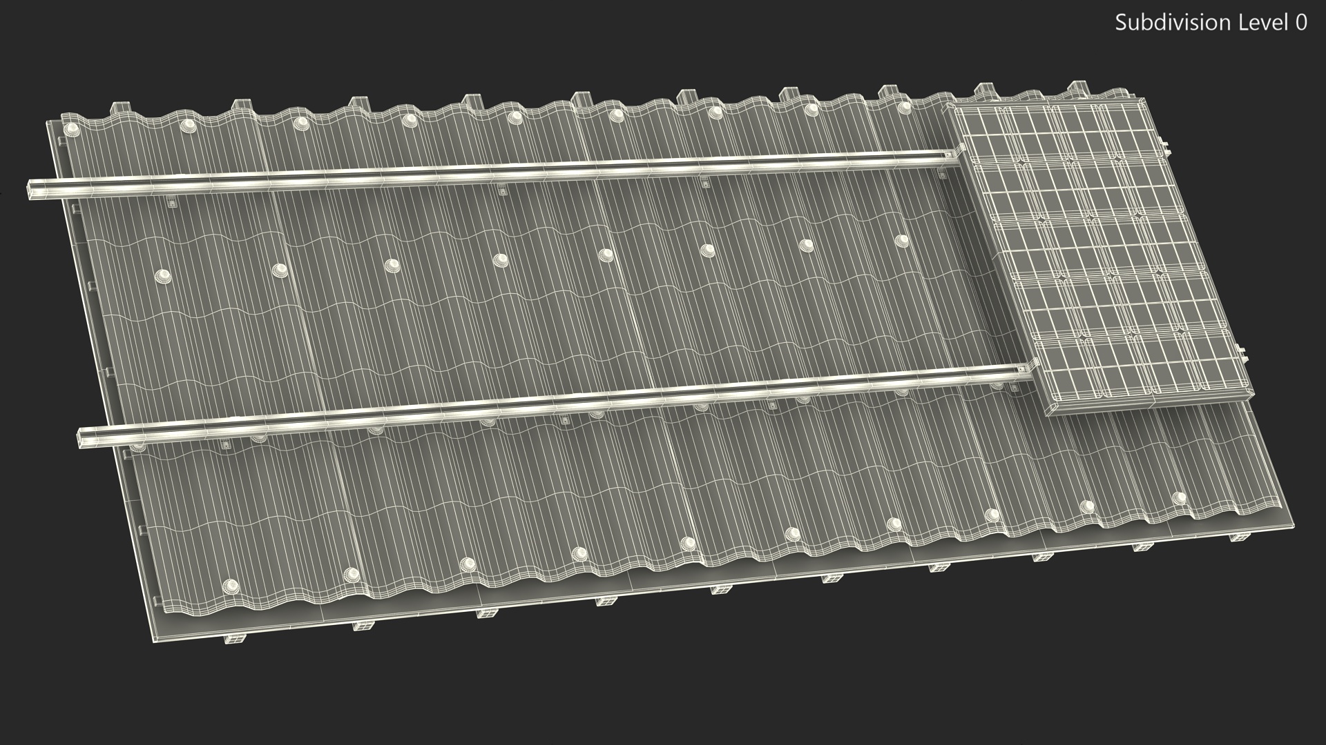 3D Onduline Roofing with Solar Panel model