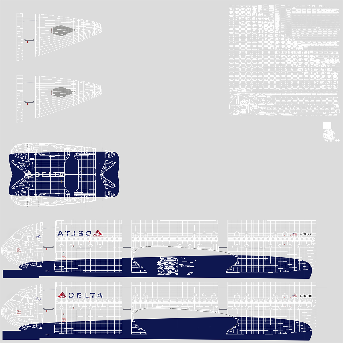 3D model Airbus A321 with Interior and Cockpit Delta Air Lines Rigged