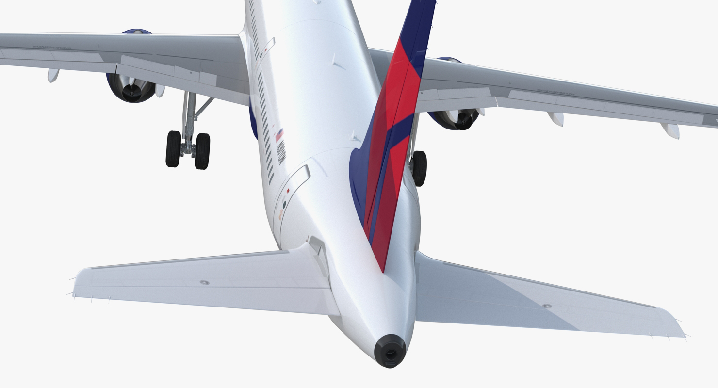 3D model Airbus A321 with Interior and Cockpit Delta Air Lines Rigged