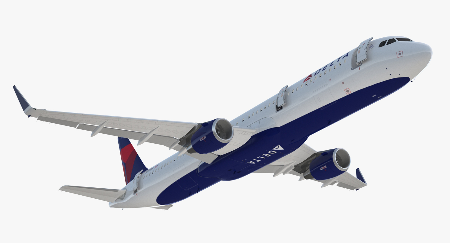 3D model Airbus A321 with Interior and Cockpit Delta Air Lines Rigged