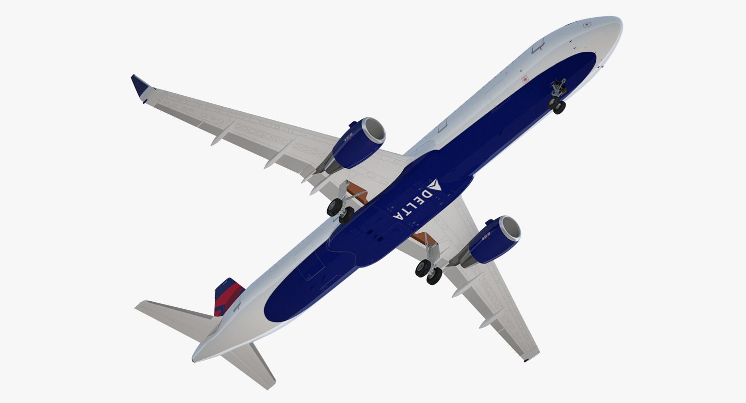 3D model Airbus A321 with Interior and Cockpit Delta Air Lines Rigged
