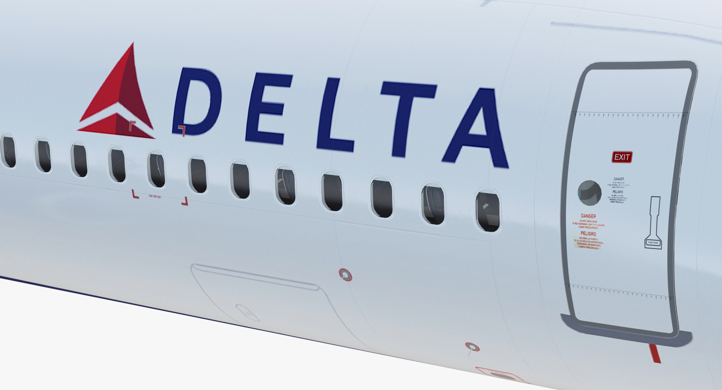 3D model Airbus A321 with Interior and Cockpit Delta Air Lines Rigged