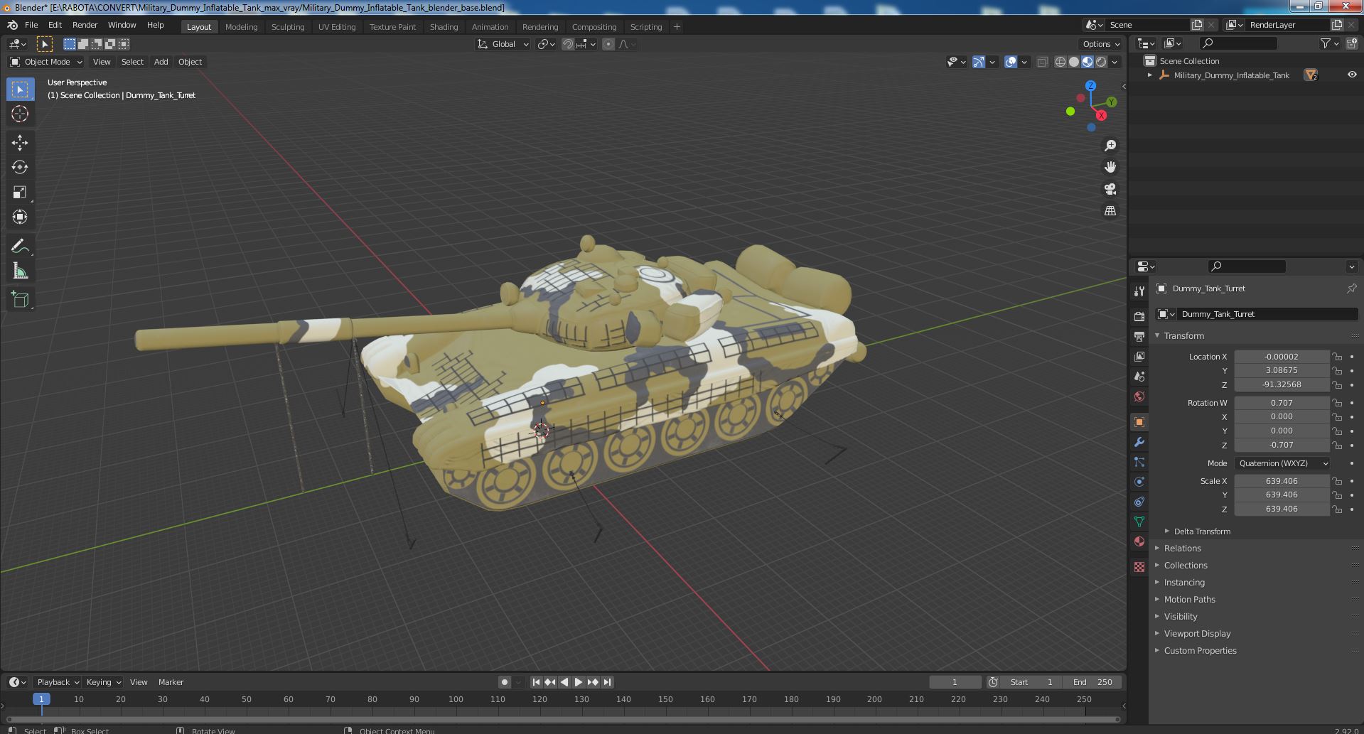 3D model Military Dummy Inflatable Tank