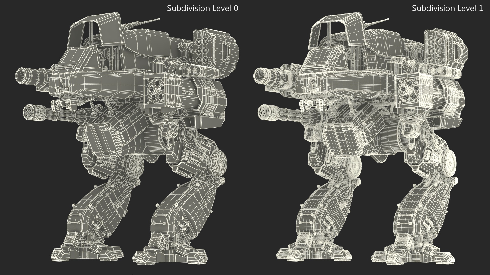 3D Big Walking Combat Robot Empty Black