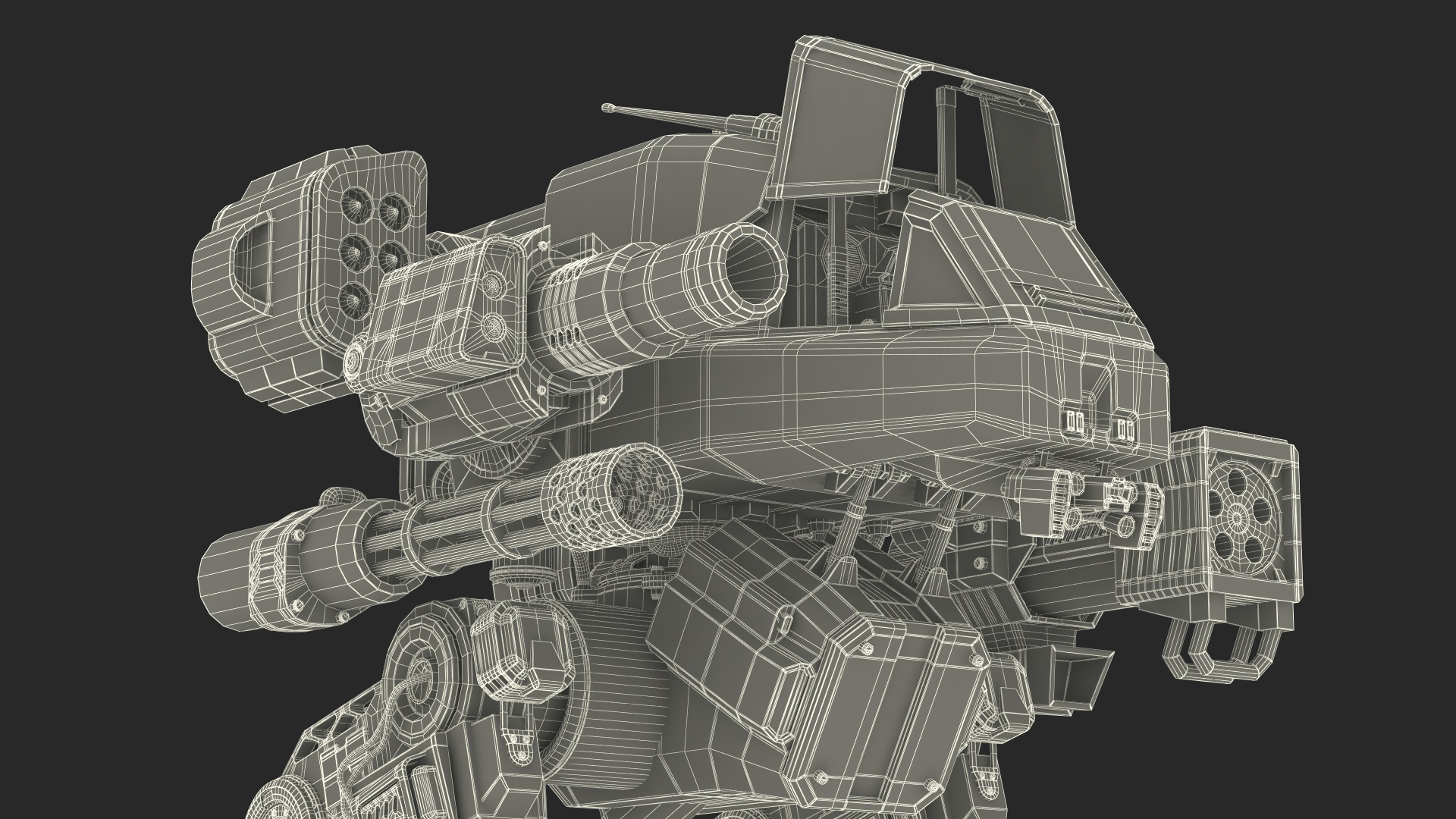 3D Big Walking Combat Robot Empty Black