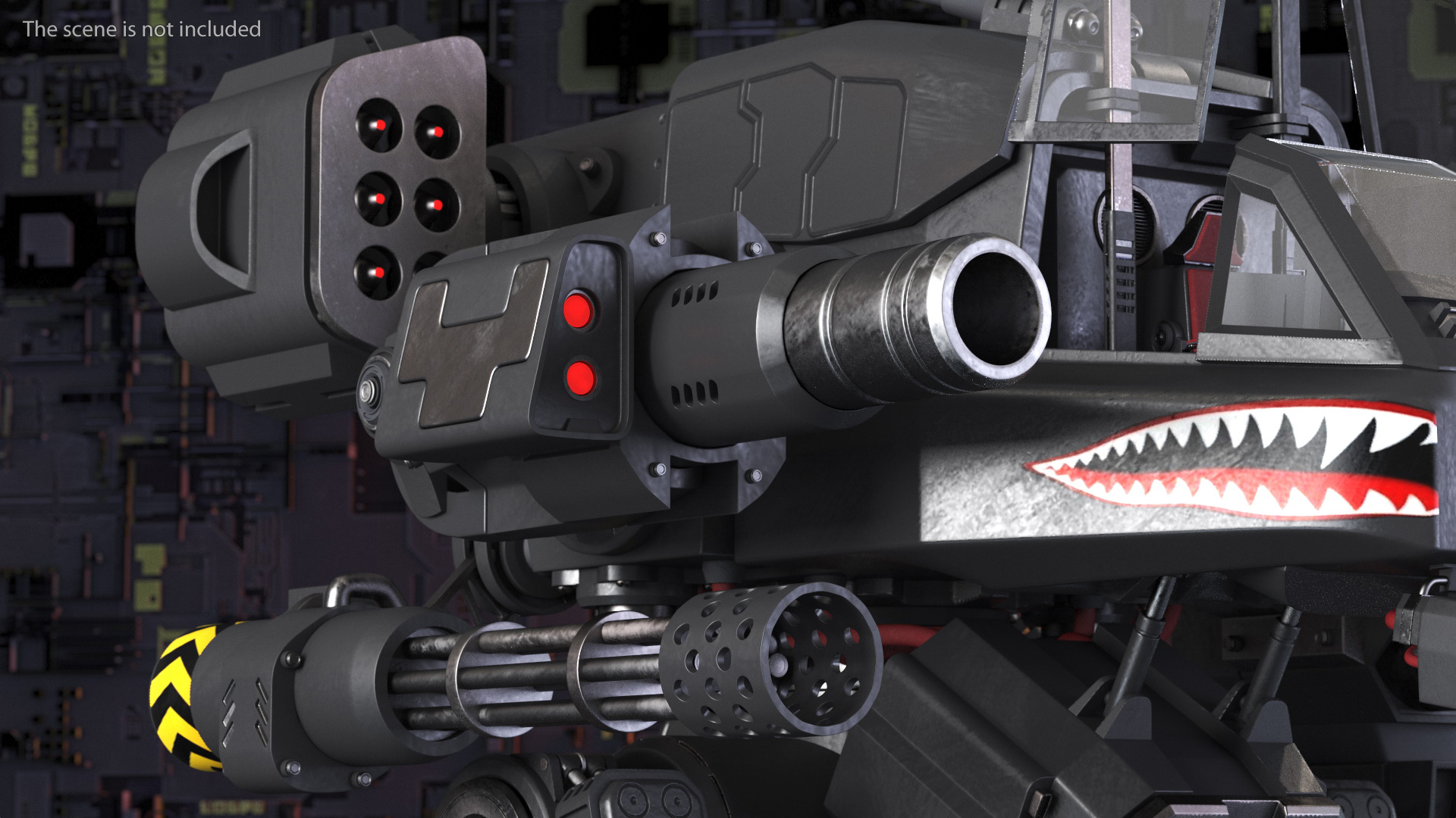 3D Big Walking Combat Robot Empty Black