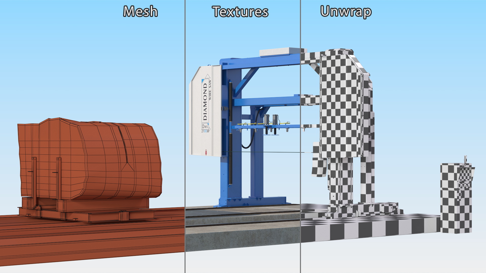 3D Diamond Wire Saw Rigged model